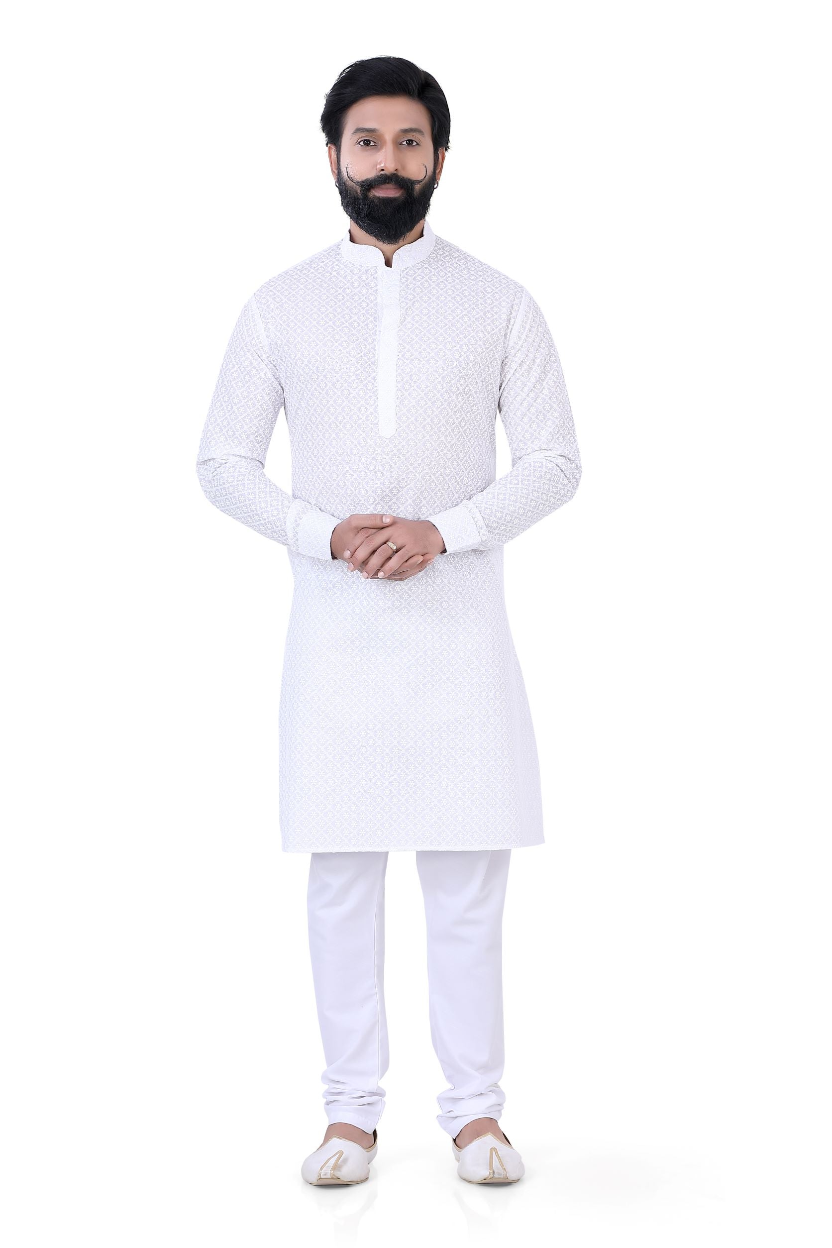 Pure Cotton Chikankari Kurta Pajama in White - Premium kurta pajama from Dapper Ethnic - Just $89! Shop now at Dulhan Exclusives