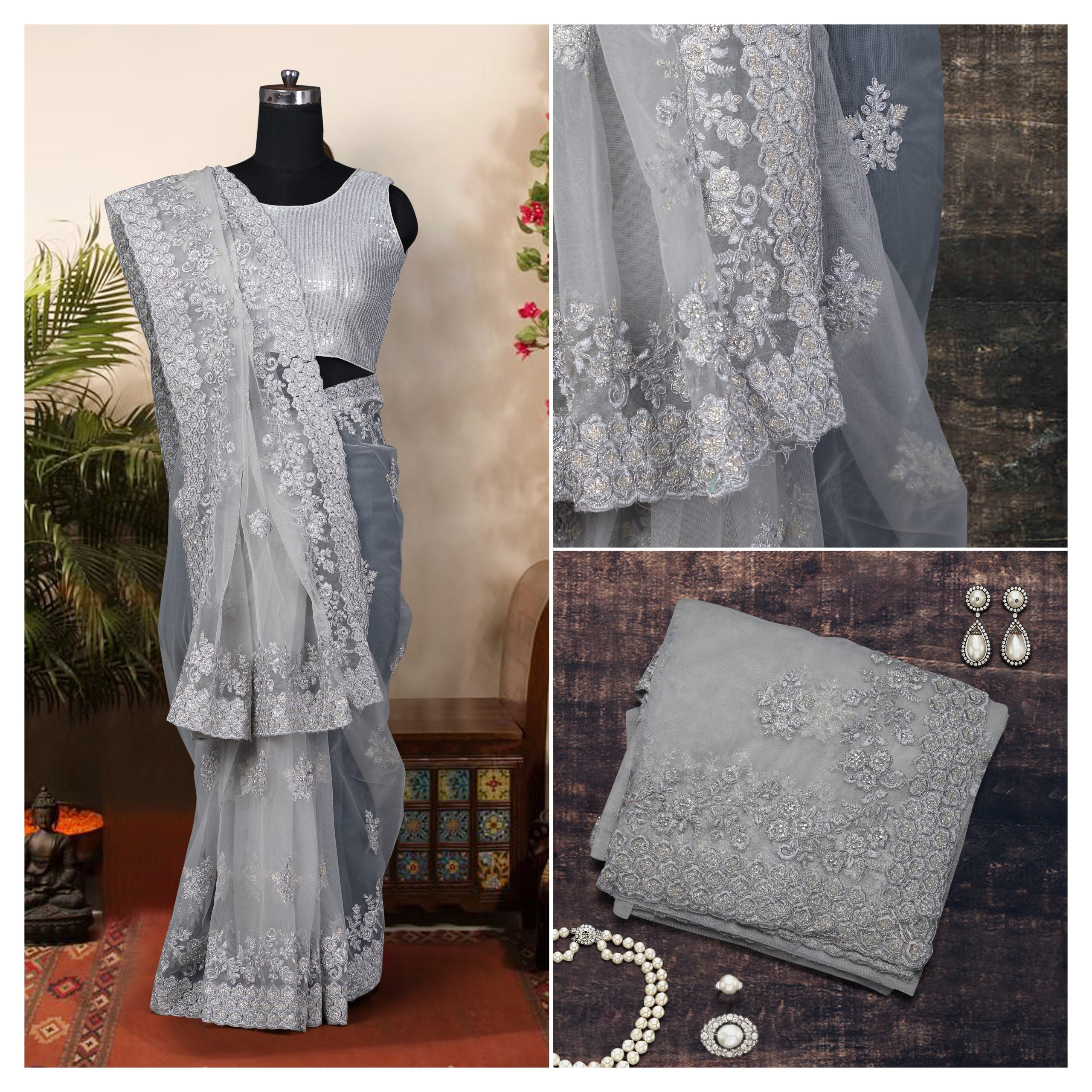 Net Designer Saree - (Devika) - Premium  from vendor-unknown - Just $188! Shop now at Dulhan Exclusives