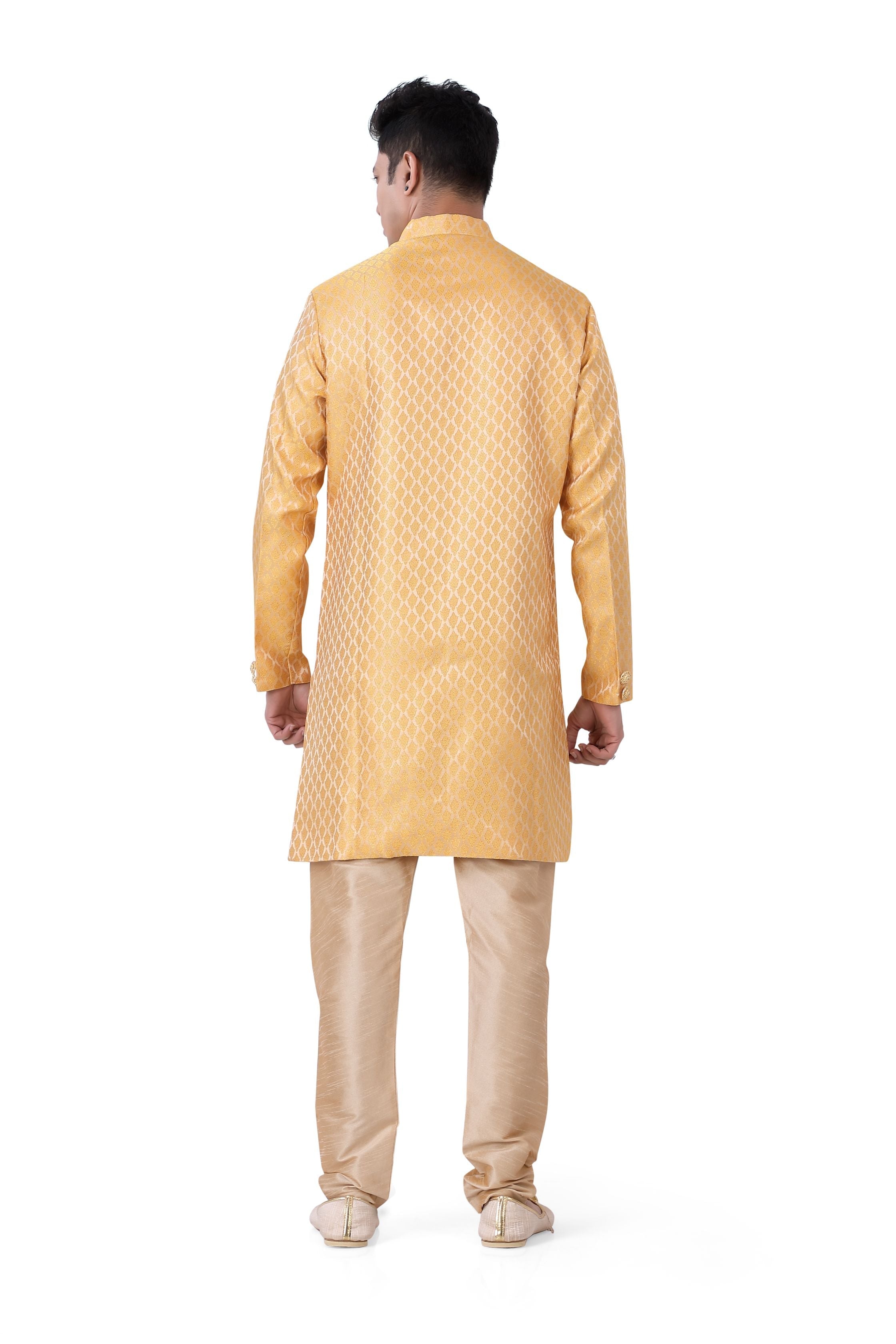 Men's Soft silk Indo-Western in Yellow Color