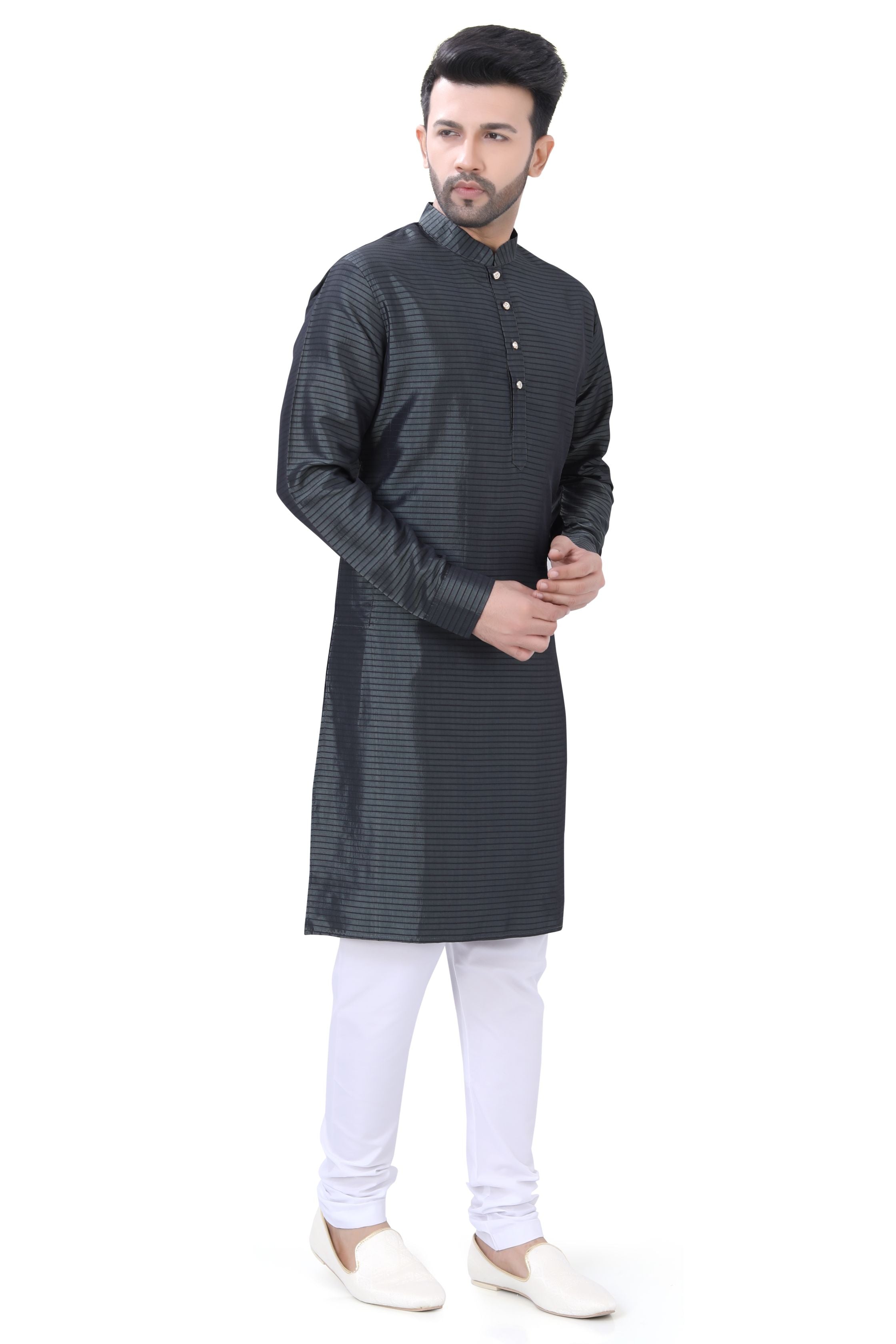 Cotton Pintex Kurta  in Gray Colour