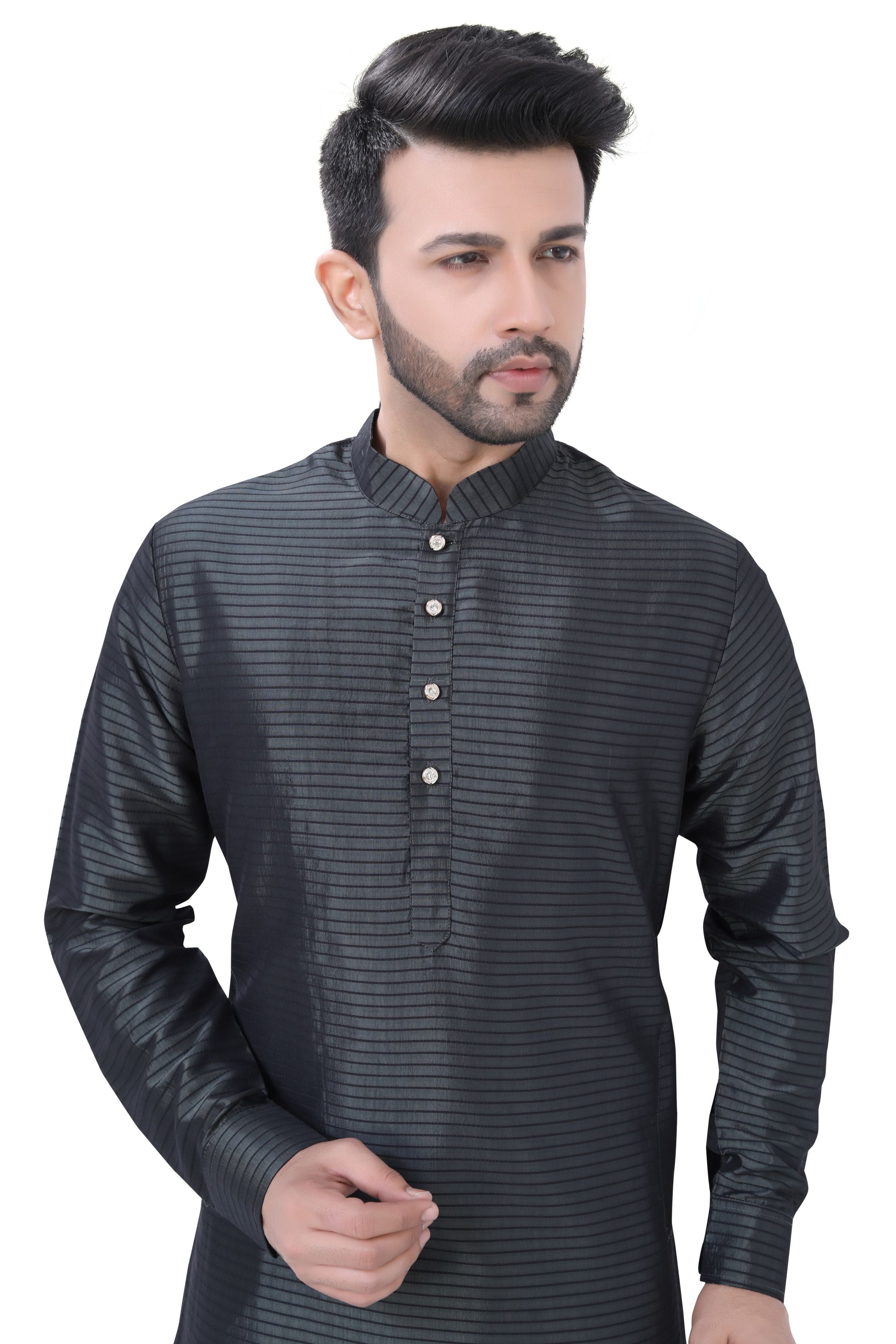 Cotton Pintex Kurta  in Gray Colour