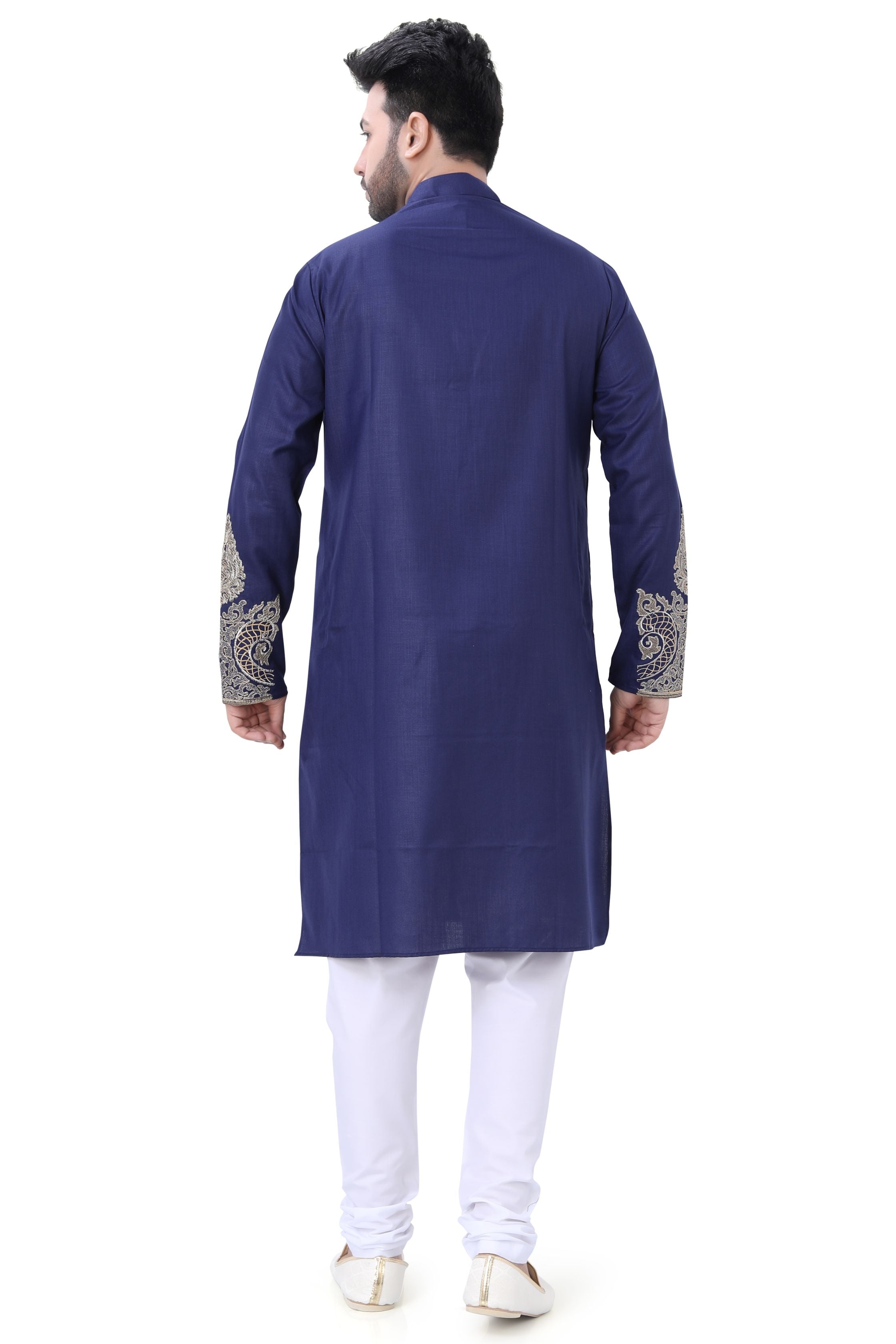 Embroidered Kurta Pajama in Blue Color