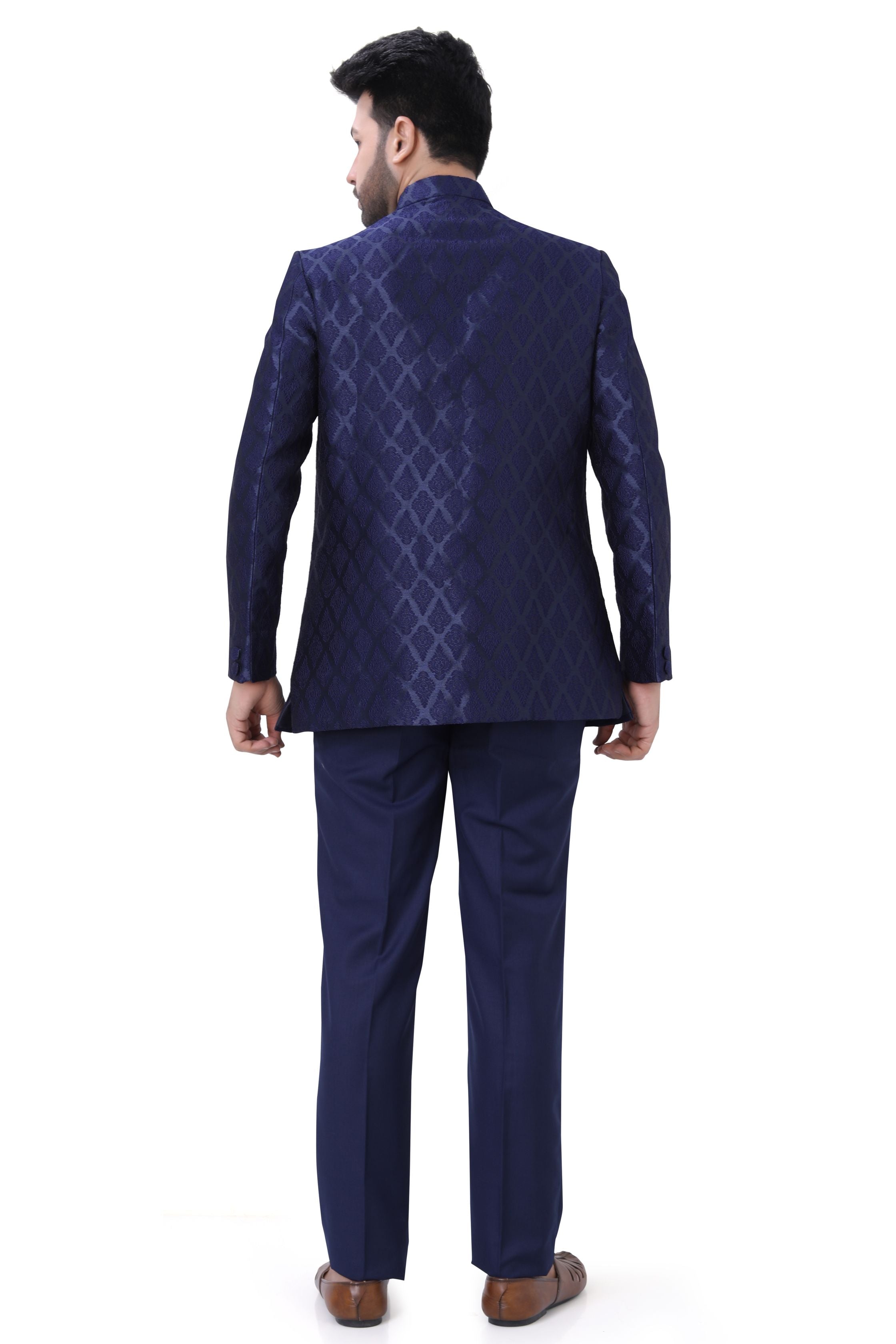 Jamevaram Jodhpuri Blazer Set in Navy Blue Colour