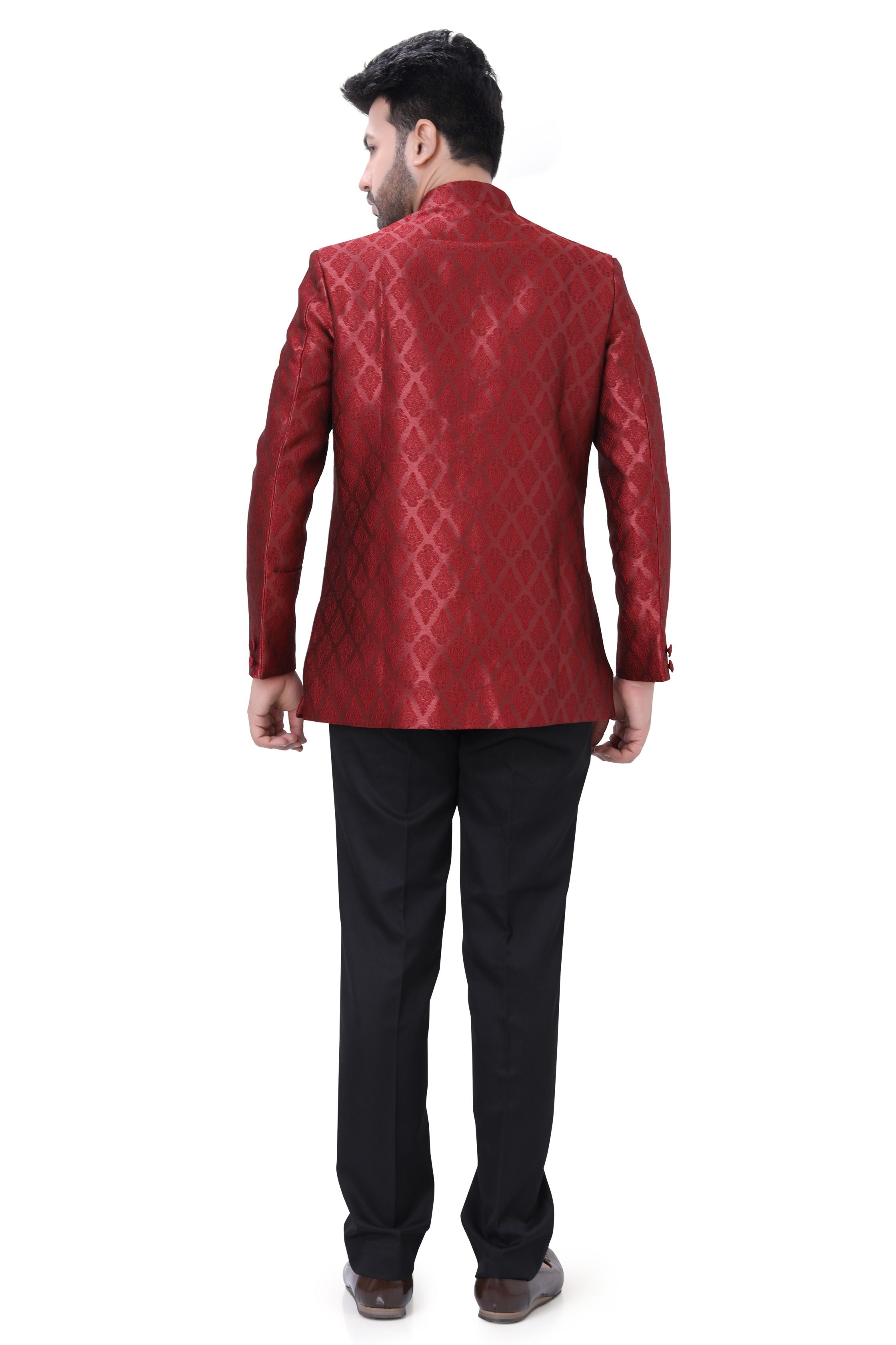 Jamevaram Jodhpuri Blazer Set in  Red Colour