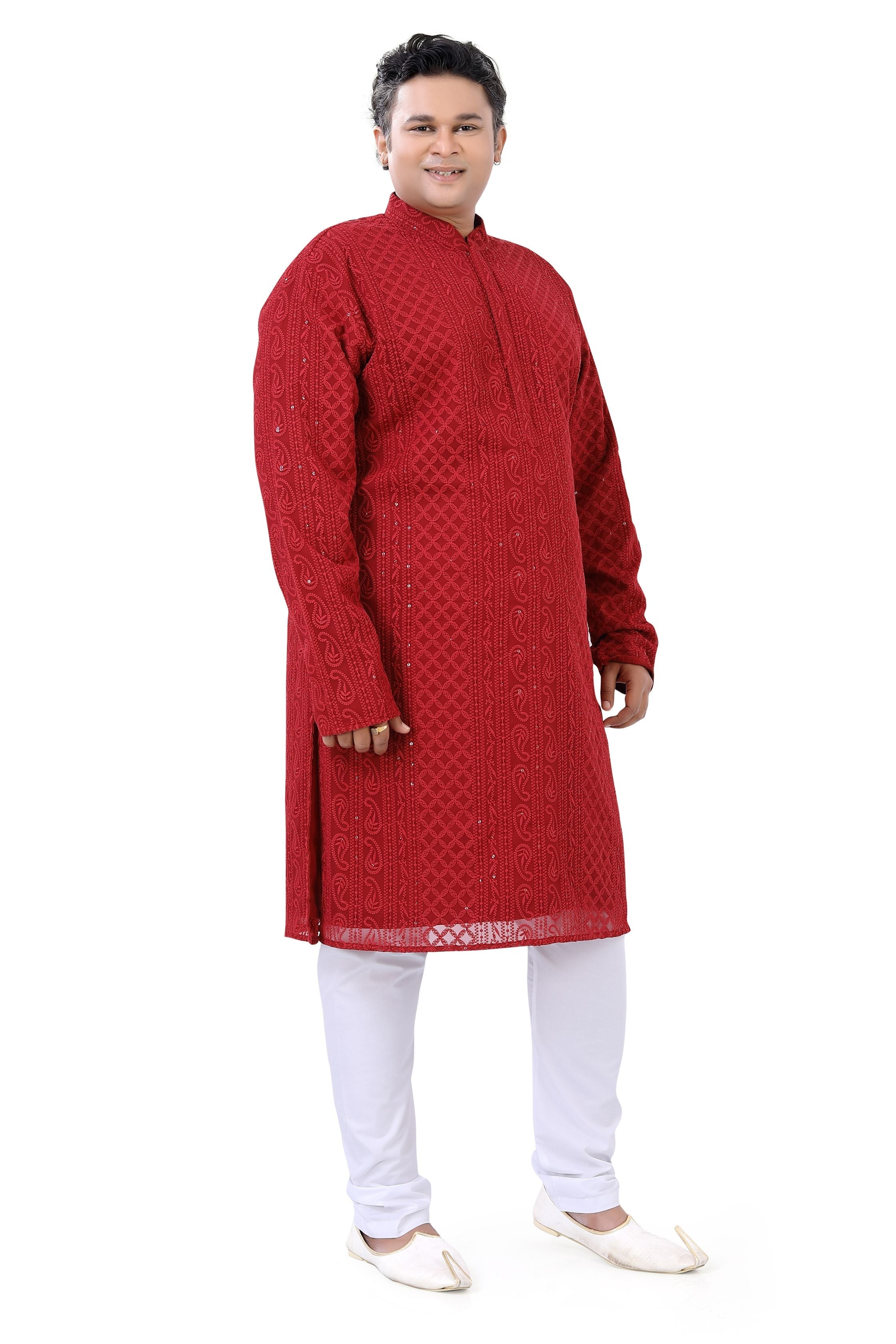 Plus Size Lucknowi Kurta set in Red