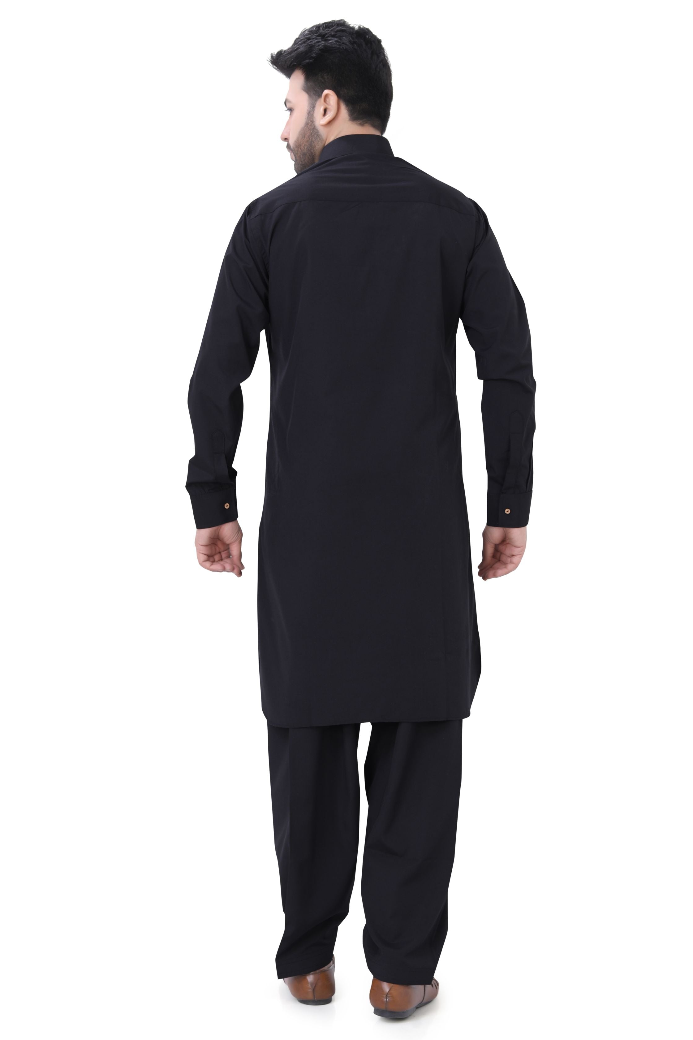 Cotton Pathani Kurta Salwar Suit in Black Colour - Premium Cotton Kurta Pajama from Dapper Ethnic - Just $59! Shop now at Dulhan Exclusives