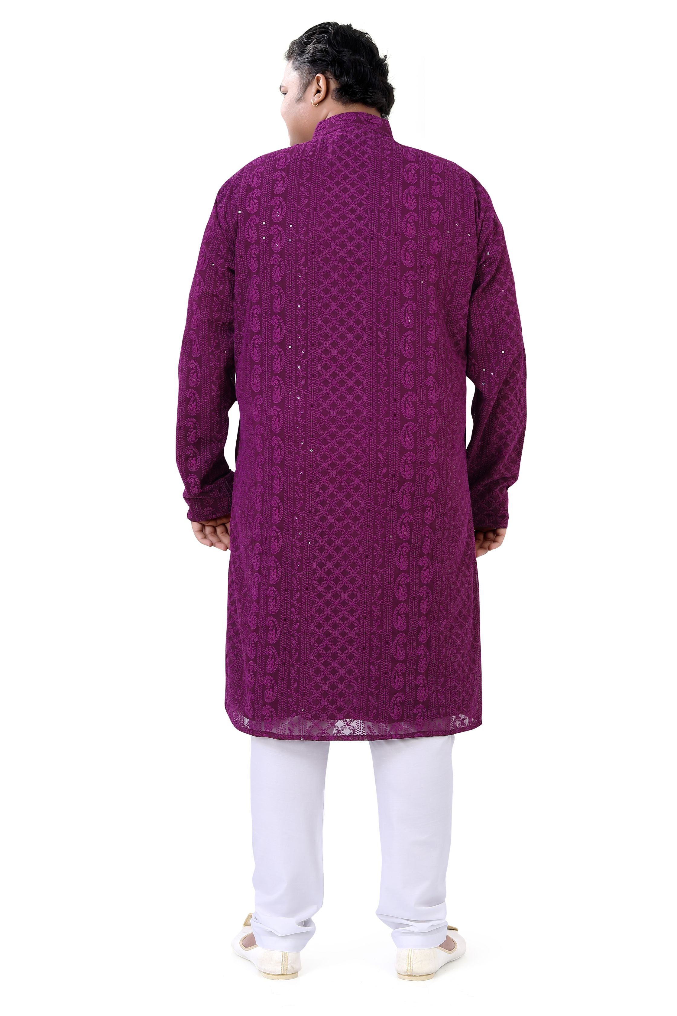Plus Size Lucknowi Kurta set in Purple - Premium kurta pajama from Dapper Ethnic - Just $99! Shop now at Dulhan Exclusives