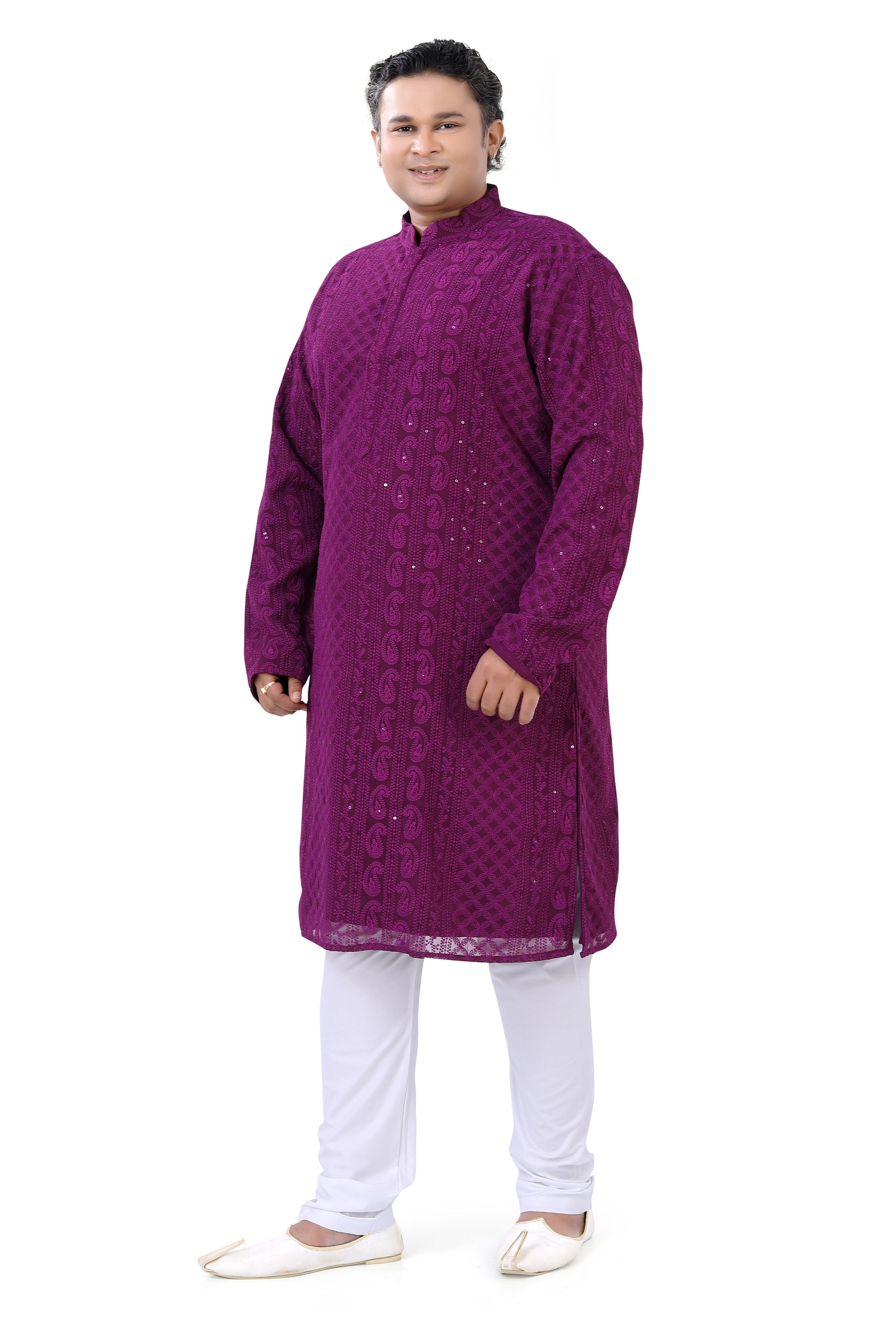 Plus Size Lucknowi Kurta set in Purple