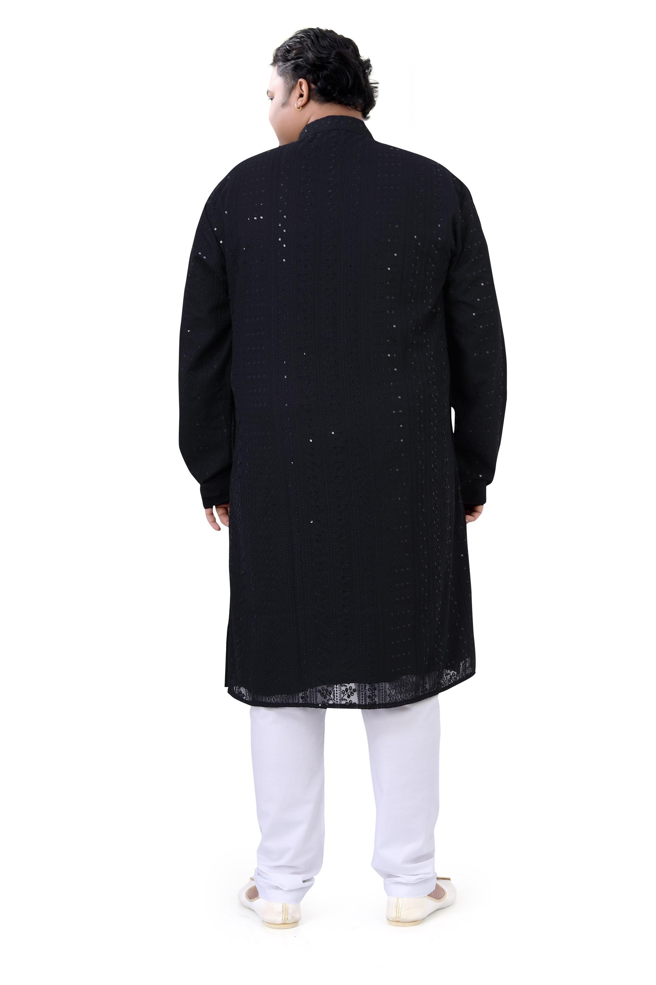 Plus Size Lucknowi Kurta set in Black color - Premium kurta pajama from Dapper Ethnic - Just $99! Shop now at Dulhan Exclusives