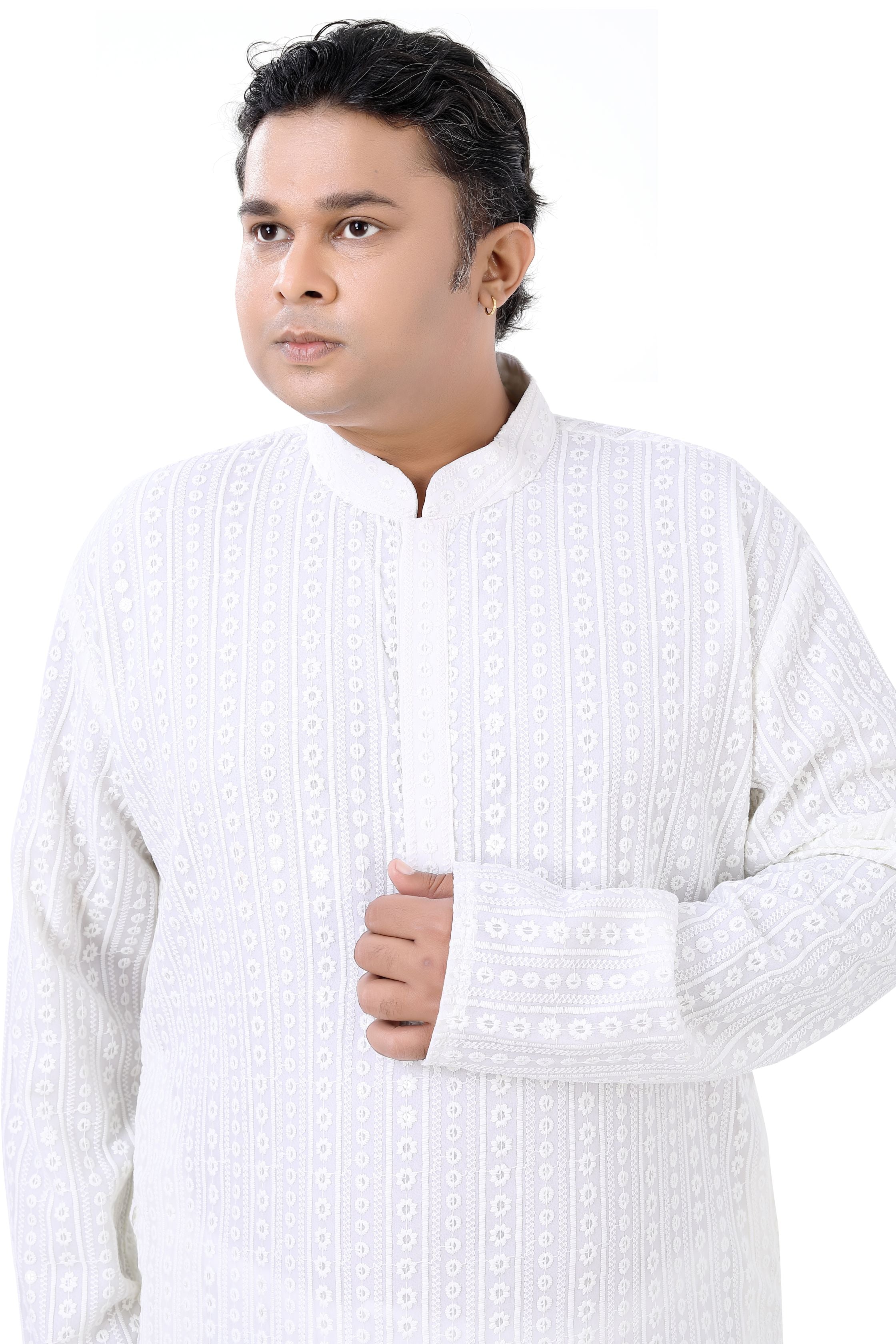 Plus Size Lucknowi Kurta set in Cream color