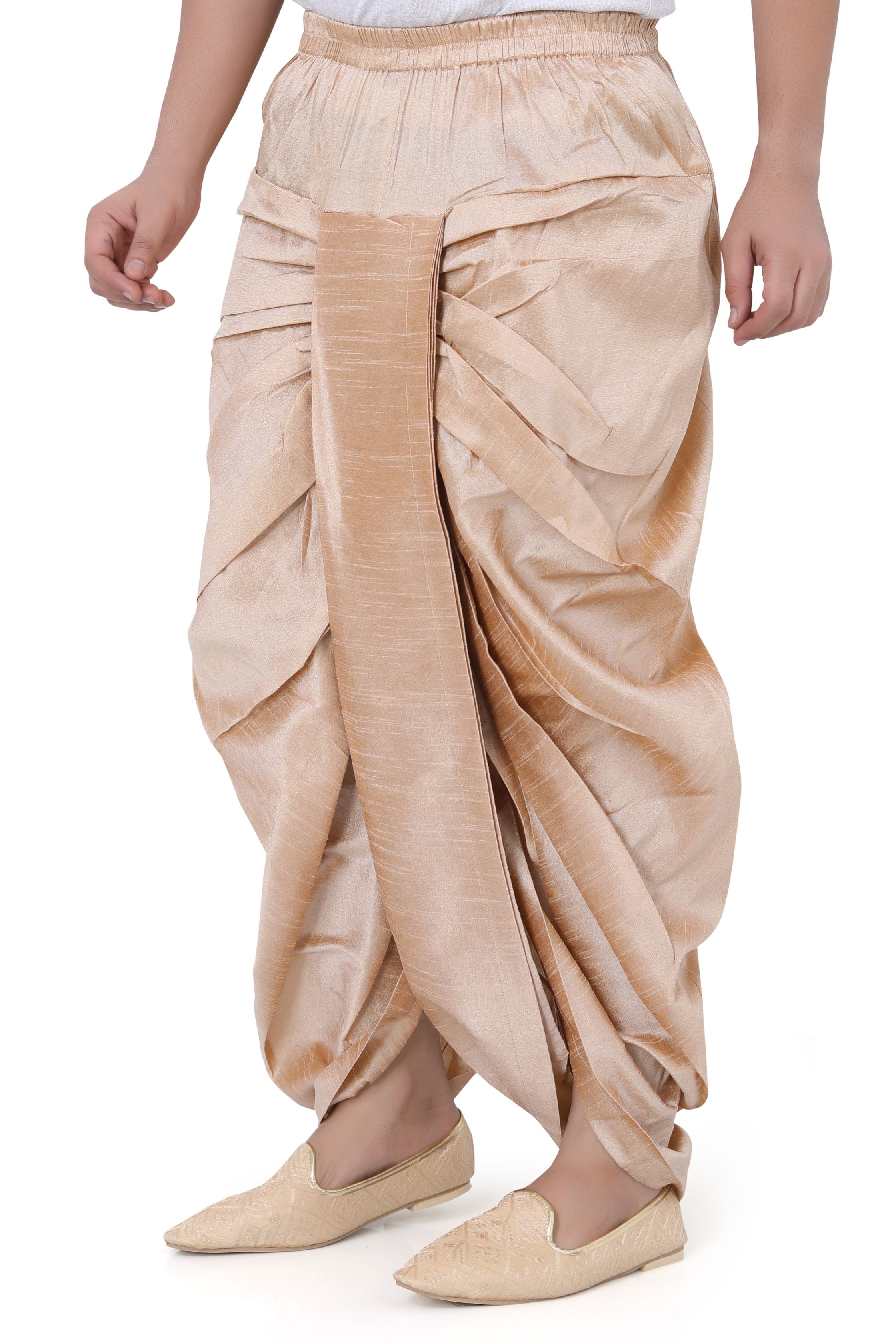 Dupion Silk Dhoti in Rose Gold  Colour