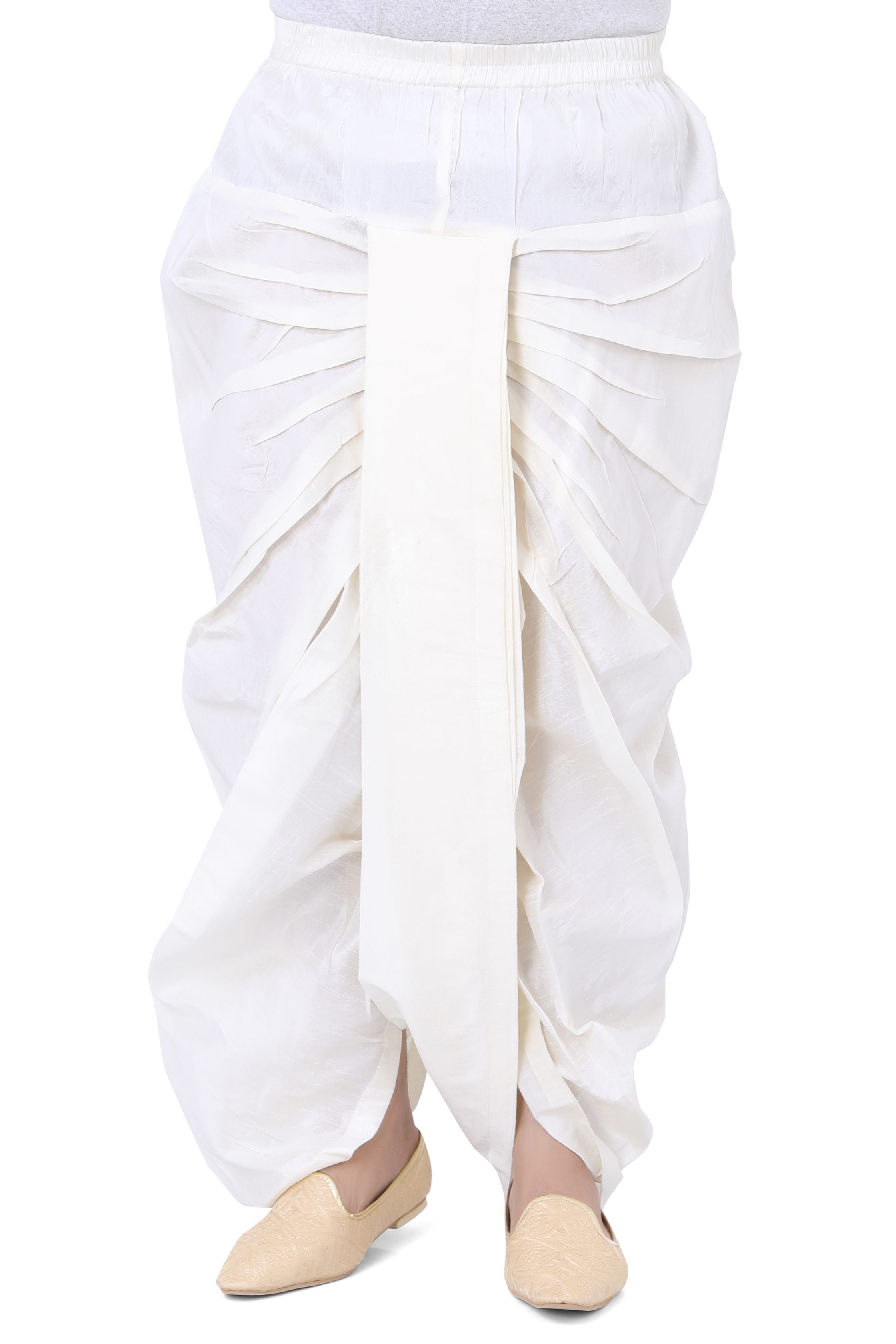 Dupion Silk Dhoti in White Colour - Premium Dhoti from Dapper Ethnic - Just $55! Shop now at Dulhan Exclusives