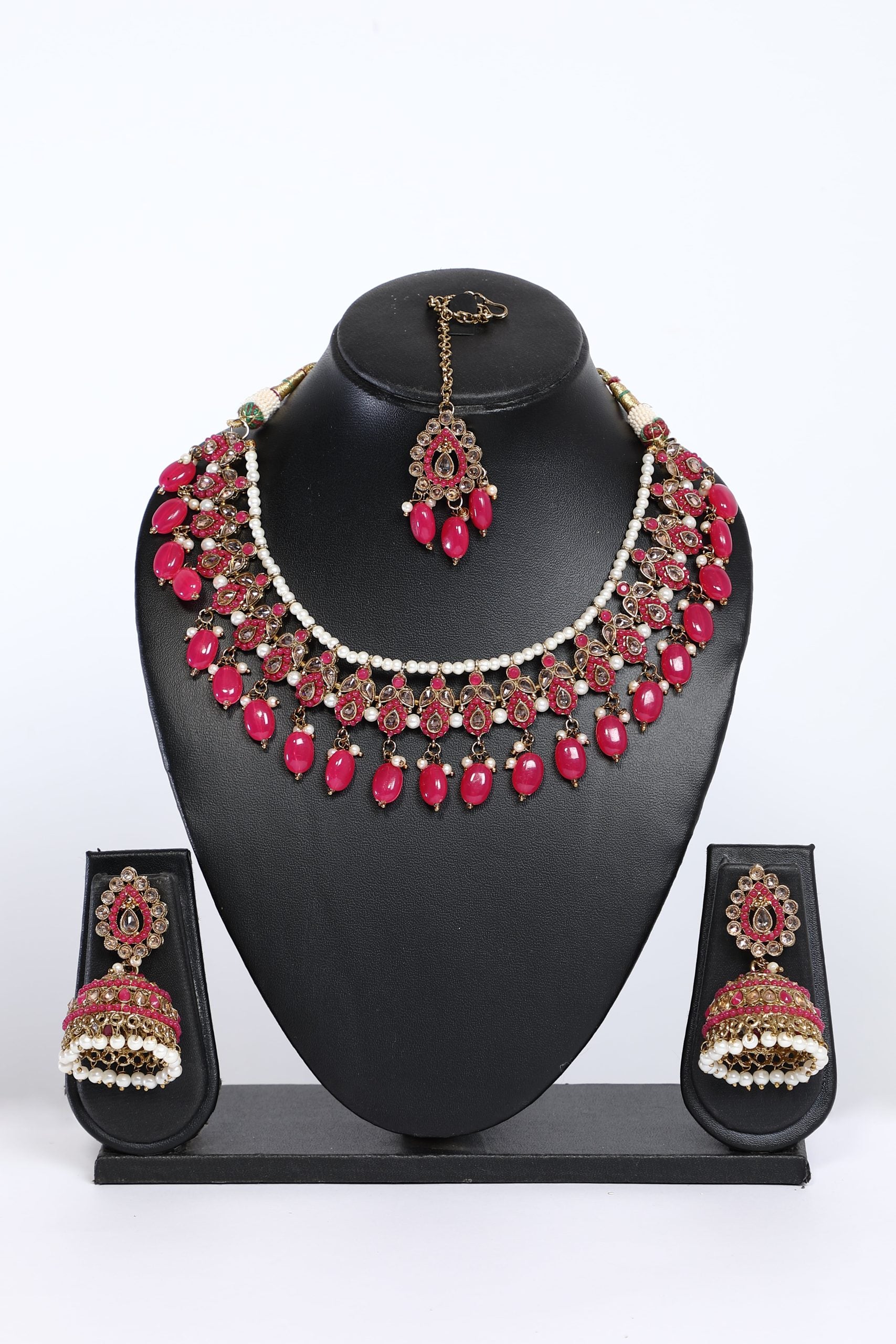 Polki Gajri Studded Necklace Set - 6280