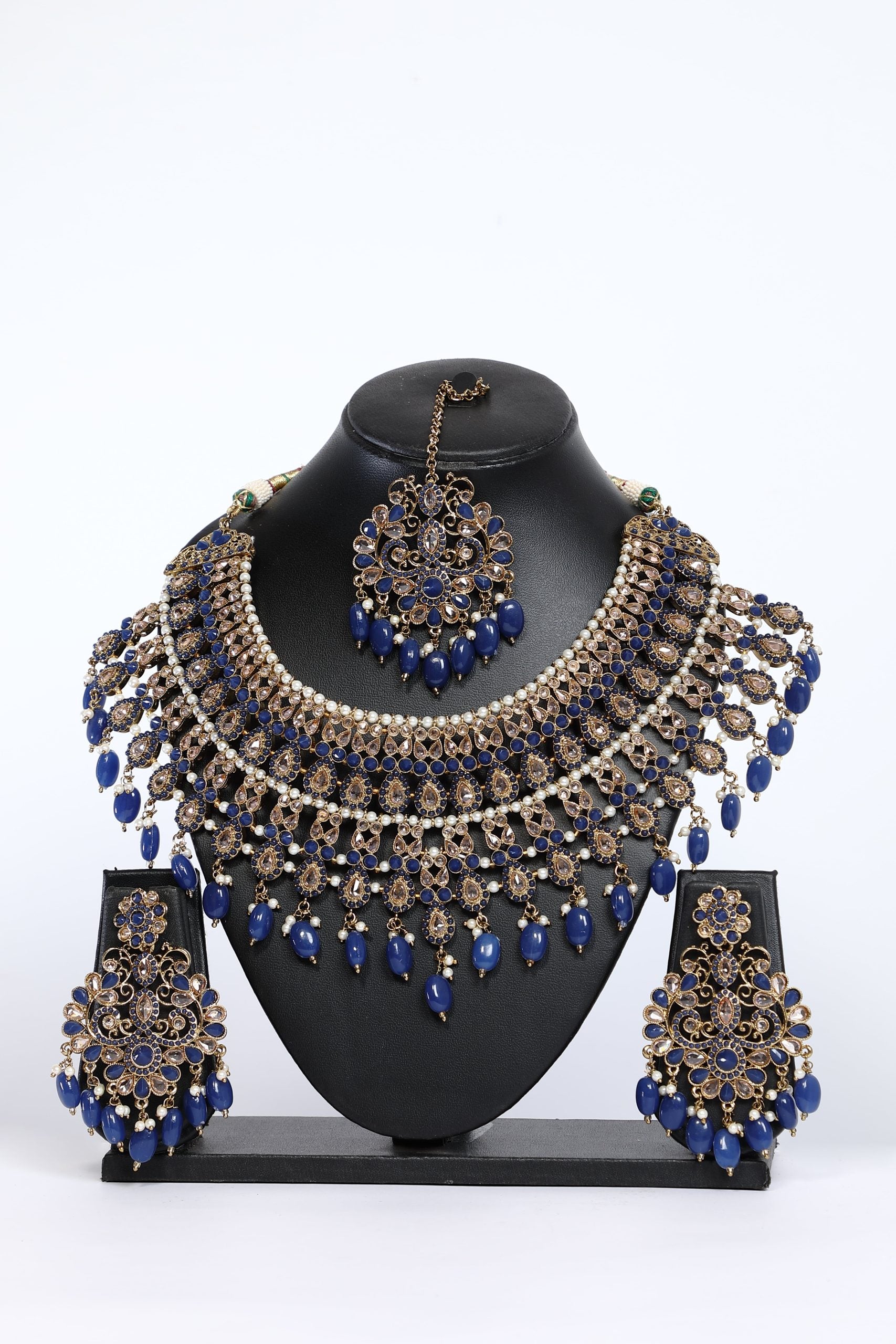 Stone With Pearl Work Necklace Set - 6255