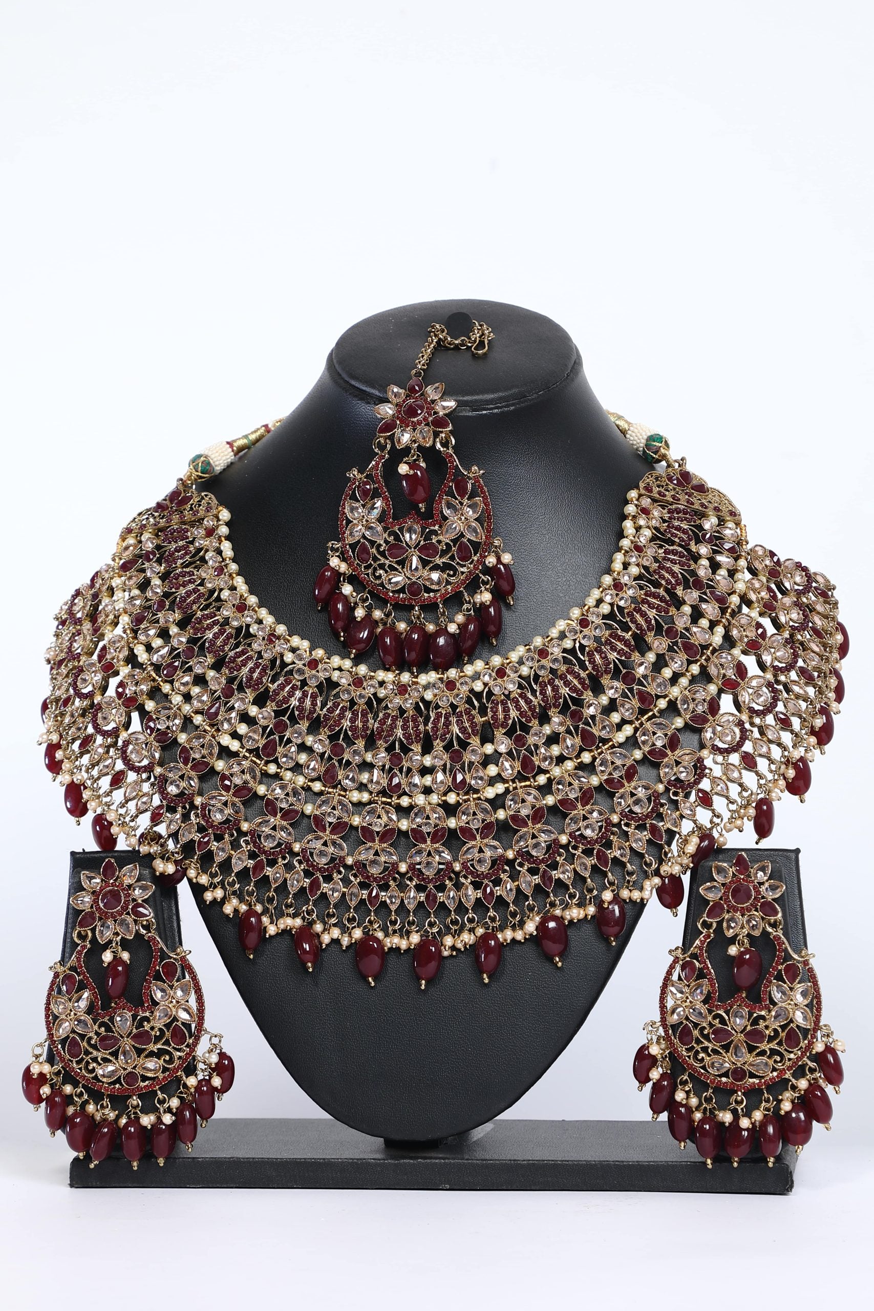 Stone With Moti Heavy Work Necklace Set - 6230