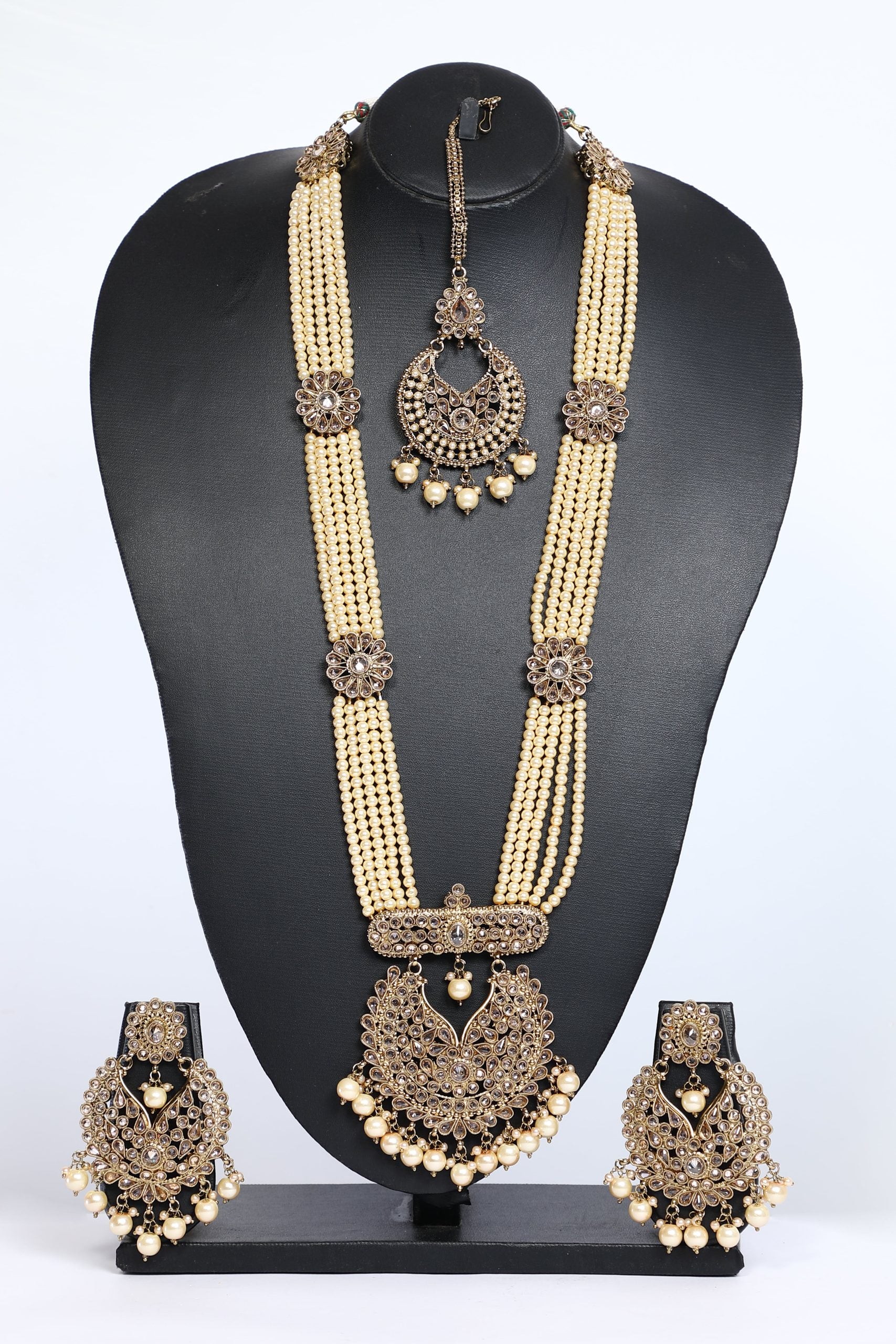Creamy Necklace Set Heavy For Bridal - 24 - Premium  from vendor-unknown - Just $166! Shop now at Dulhan Exclusives
