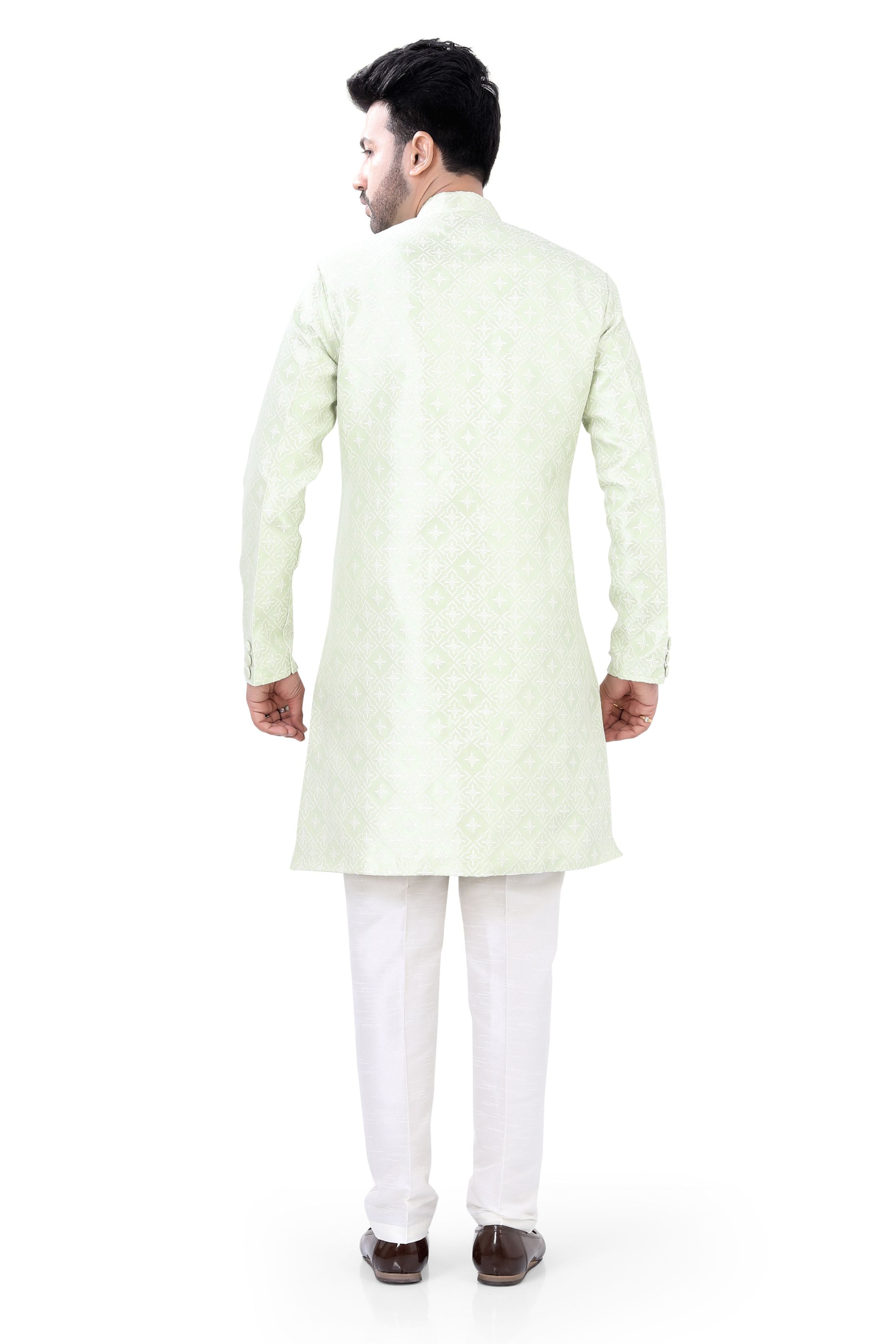 Jamevaram Indo Western Set In Pista Green Dsgn No. 2