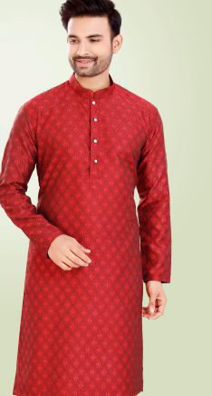 Maroon Brocade Silk Kurta Pajama