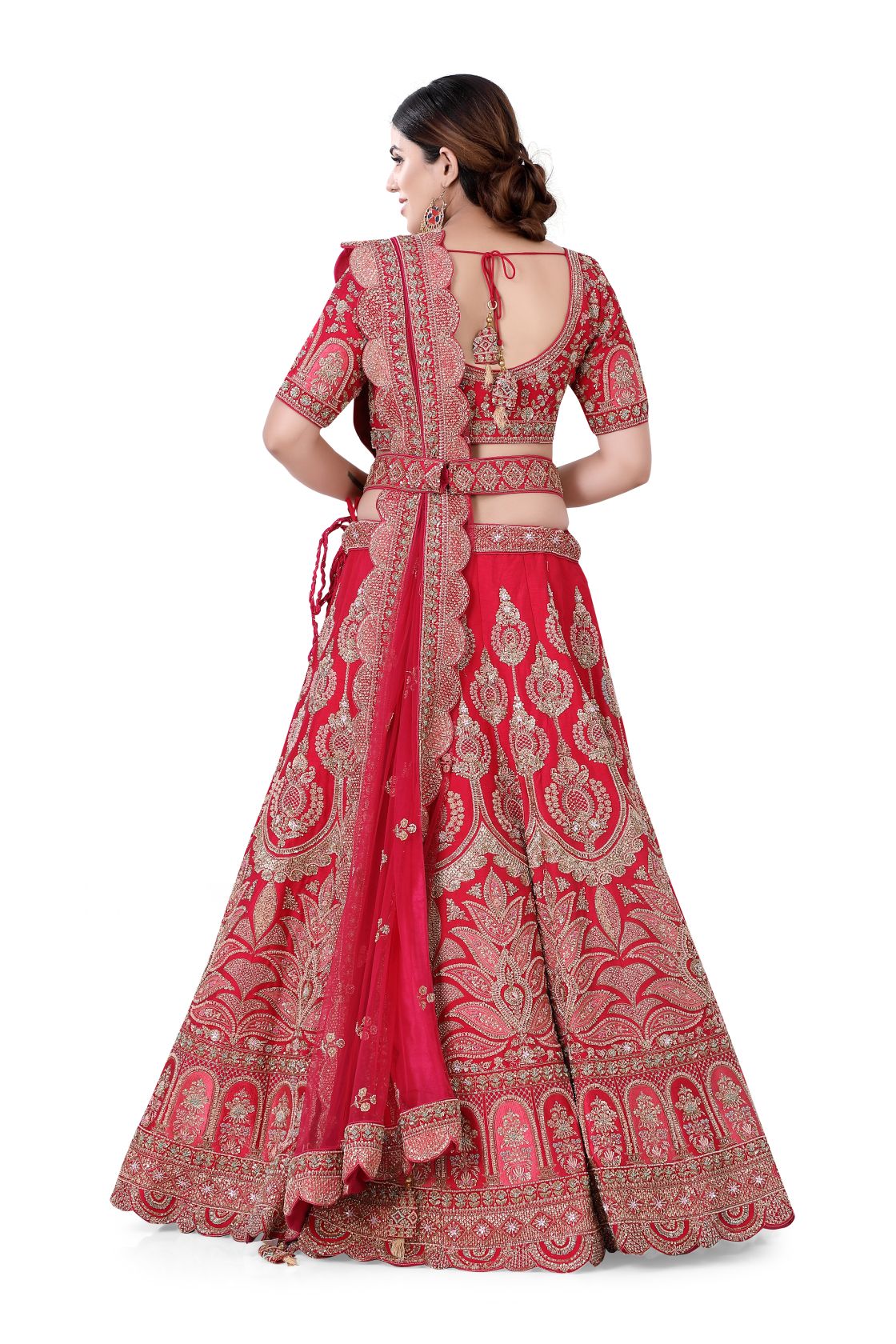Silk Bridal Lehenga Choli in Red Color