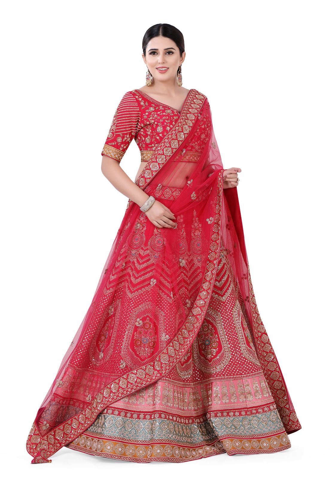 Red Silk Bridal Lehenga Choli