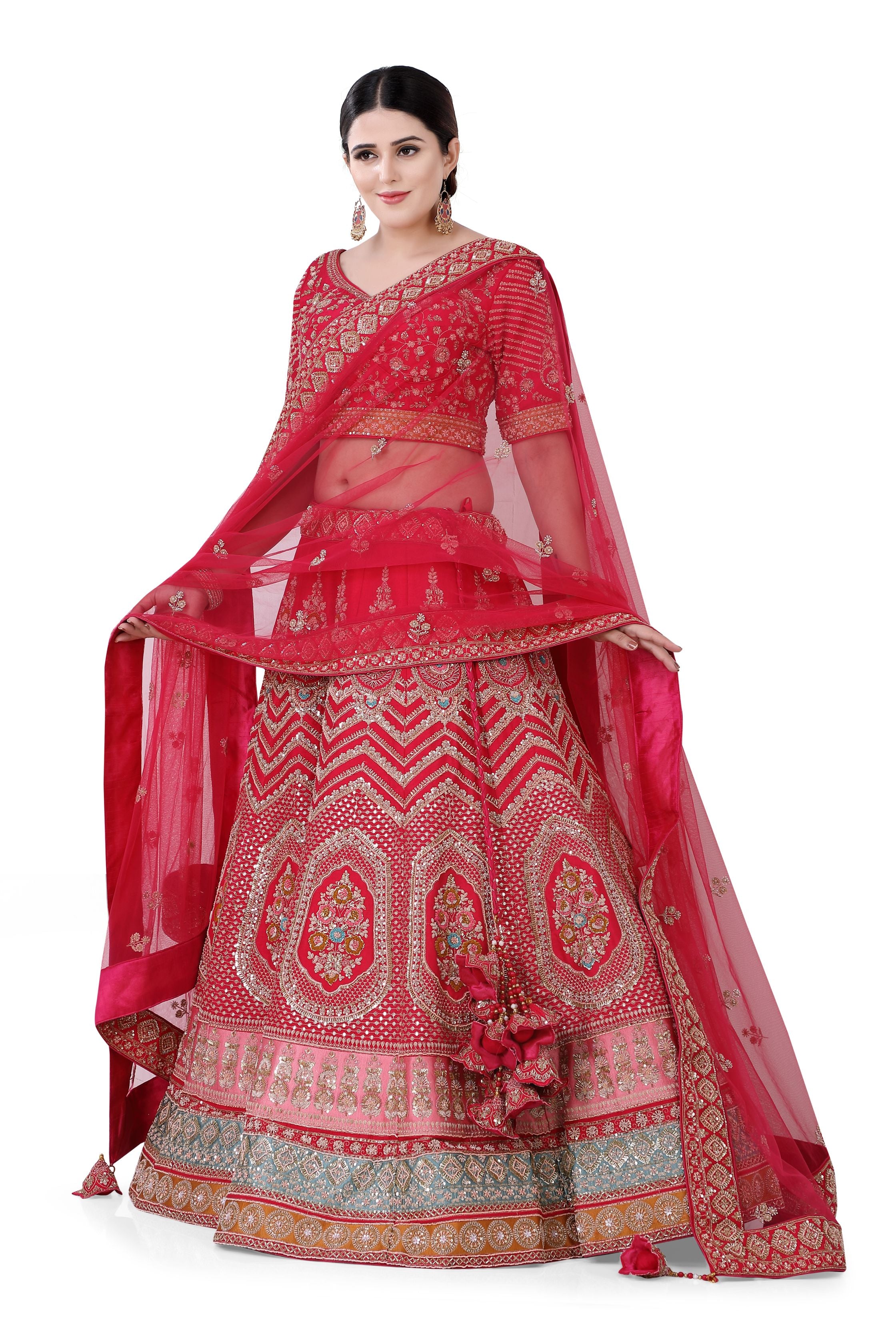 Red Silk Bridal Lehenga Choli