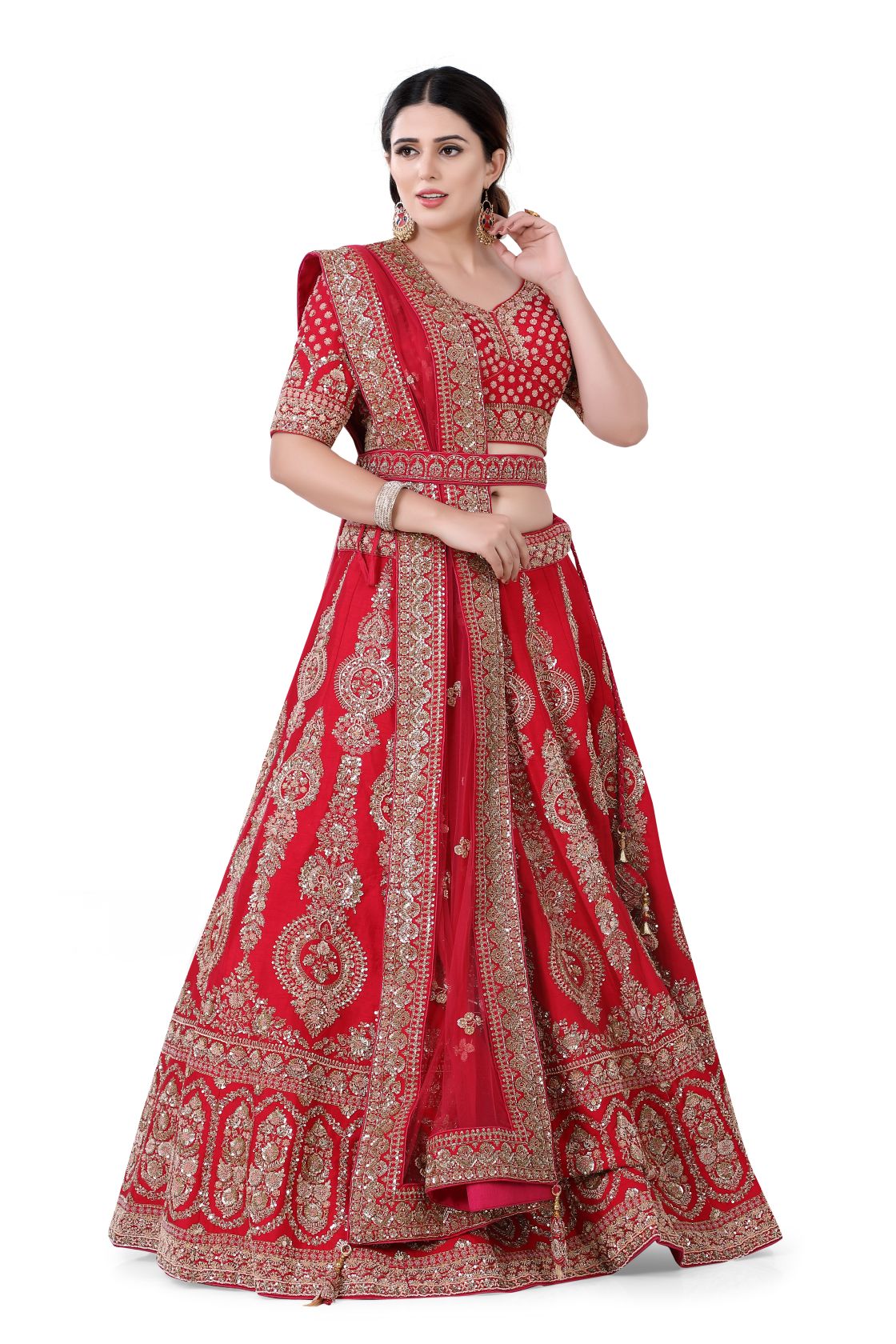 Red Silk Bridal Lehenga Choli
