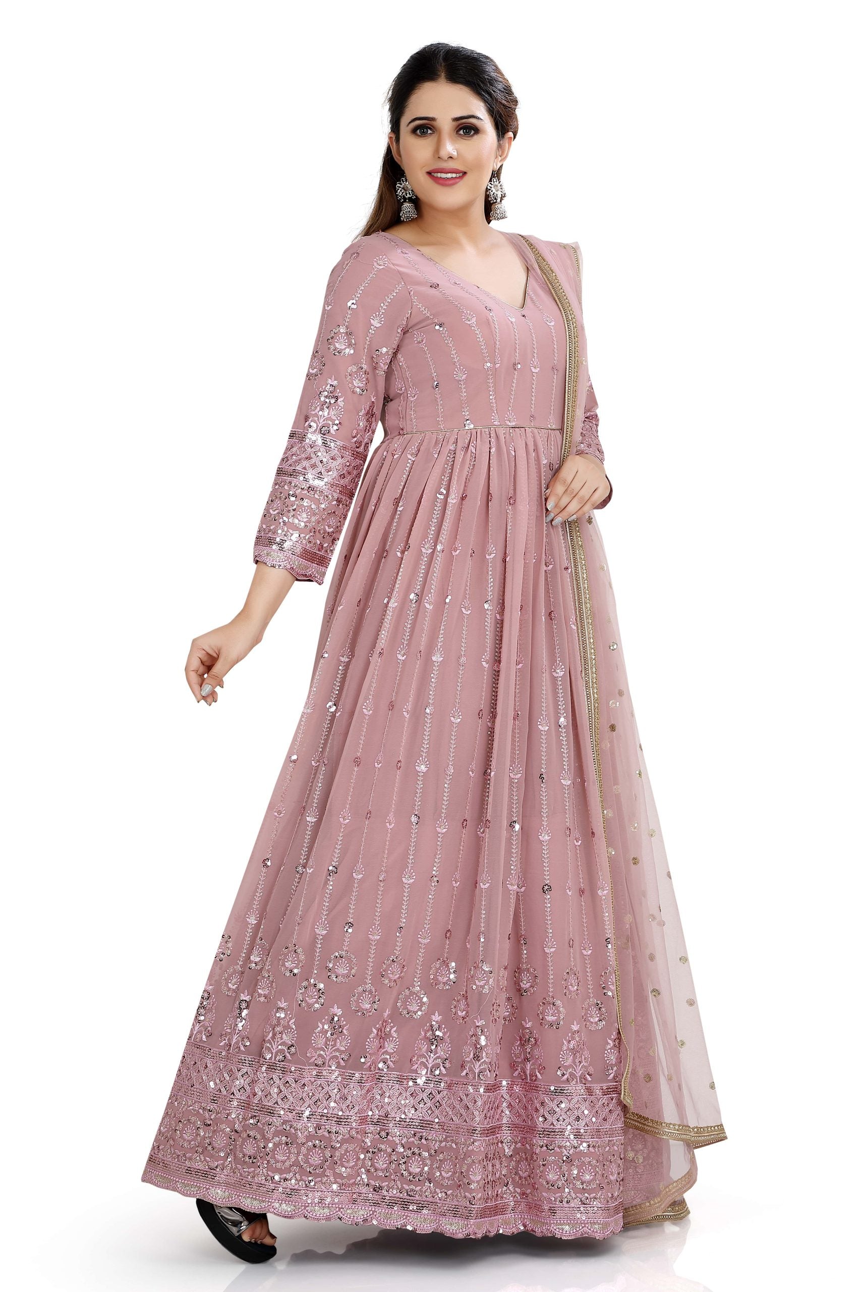 Flared Belted Onion Pink Maxi Dress