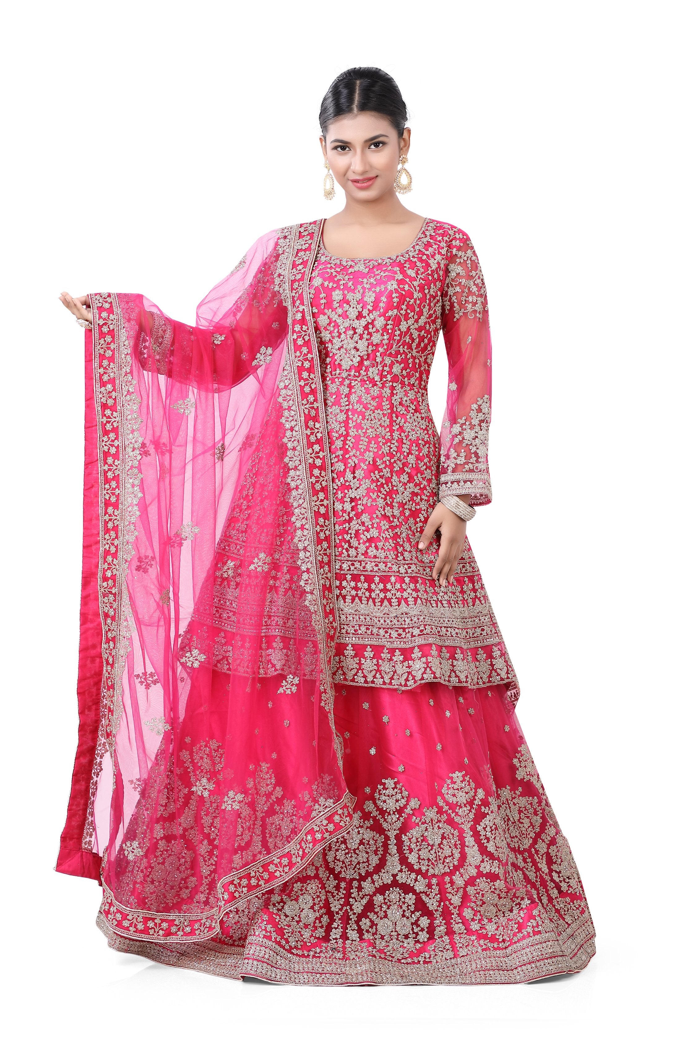 Pink Designer Lacha Suit: Partywear Lehenga by dulhan exclusives