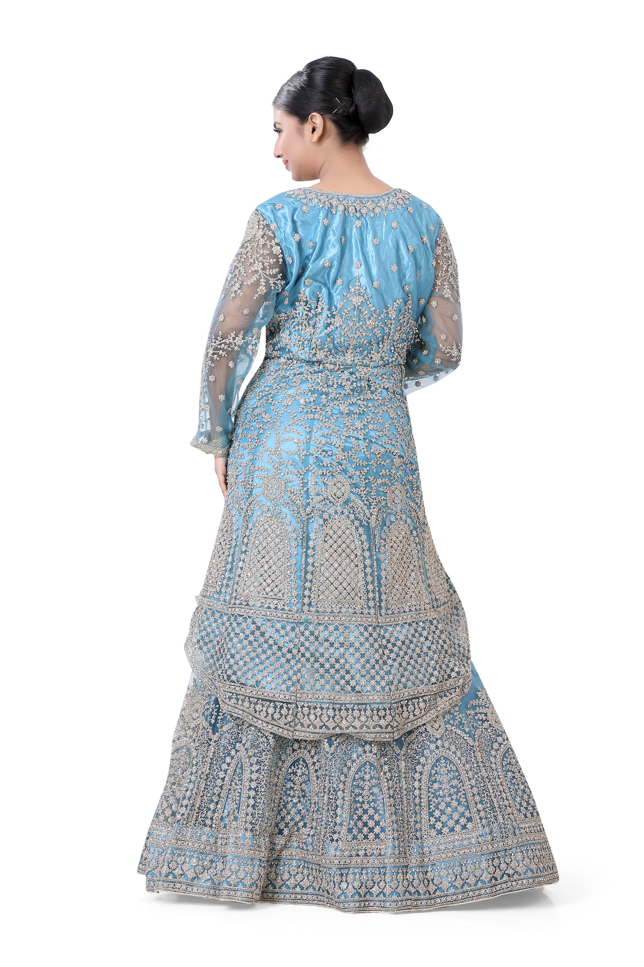 Ice Blue Designer Lacha Suit