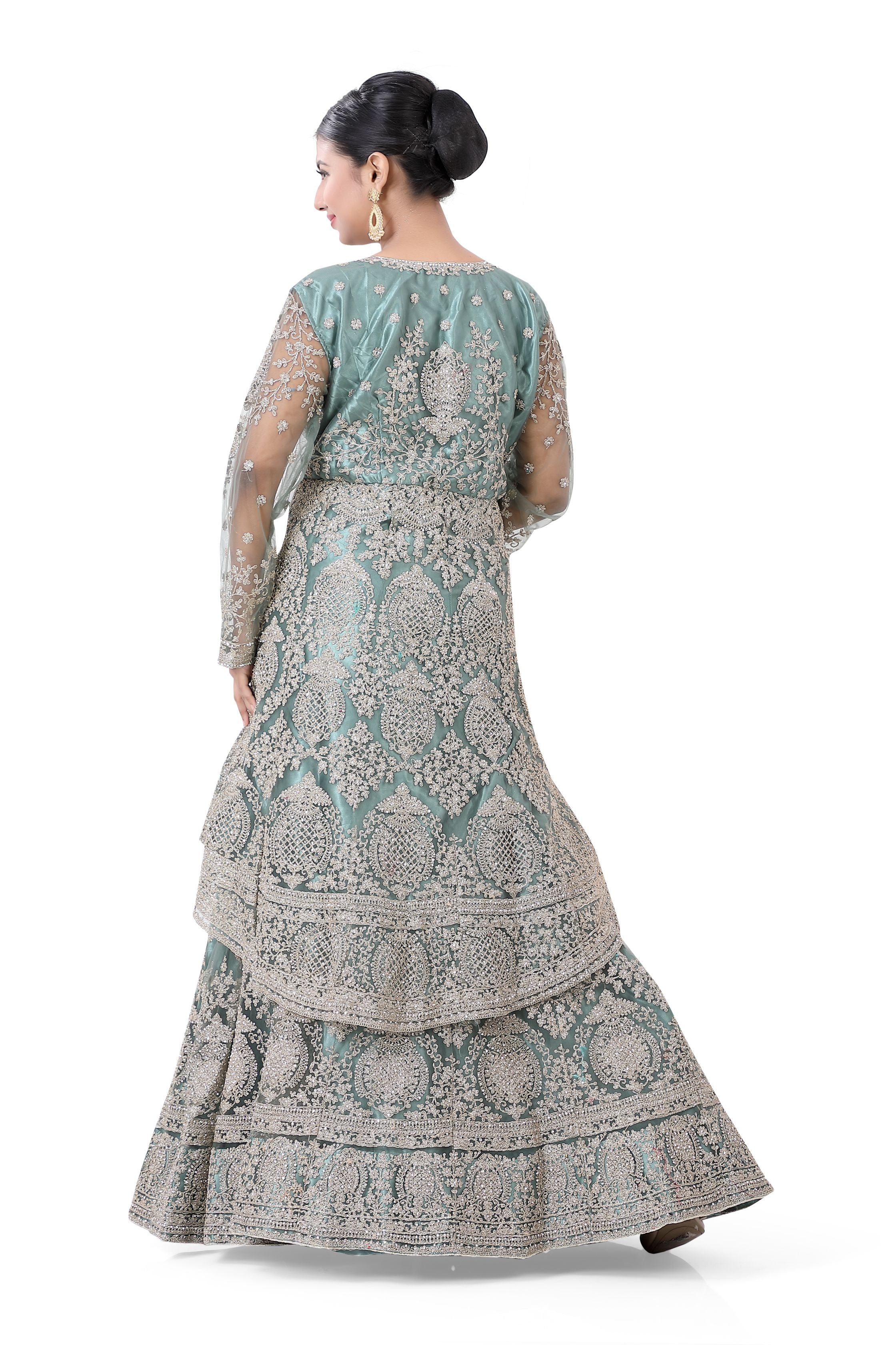 Sage Green Designer Lacha Suit