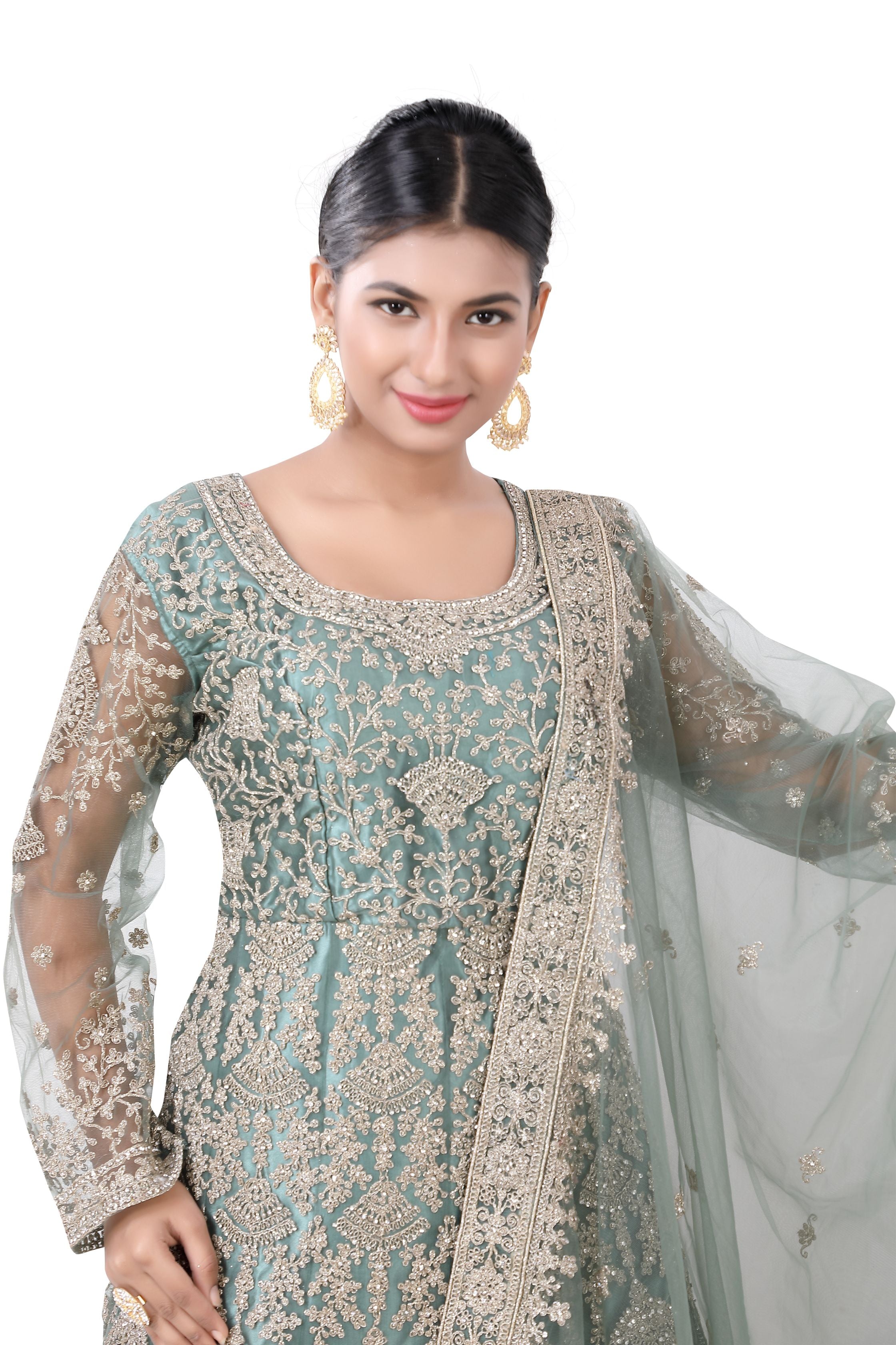 Sage Green Designer Lacha Suit