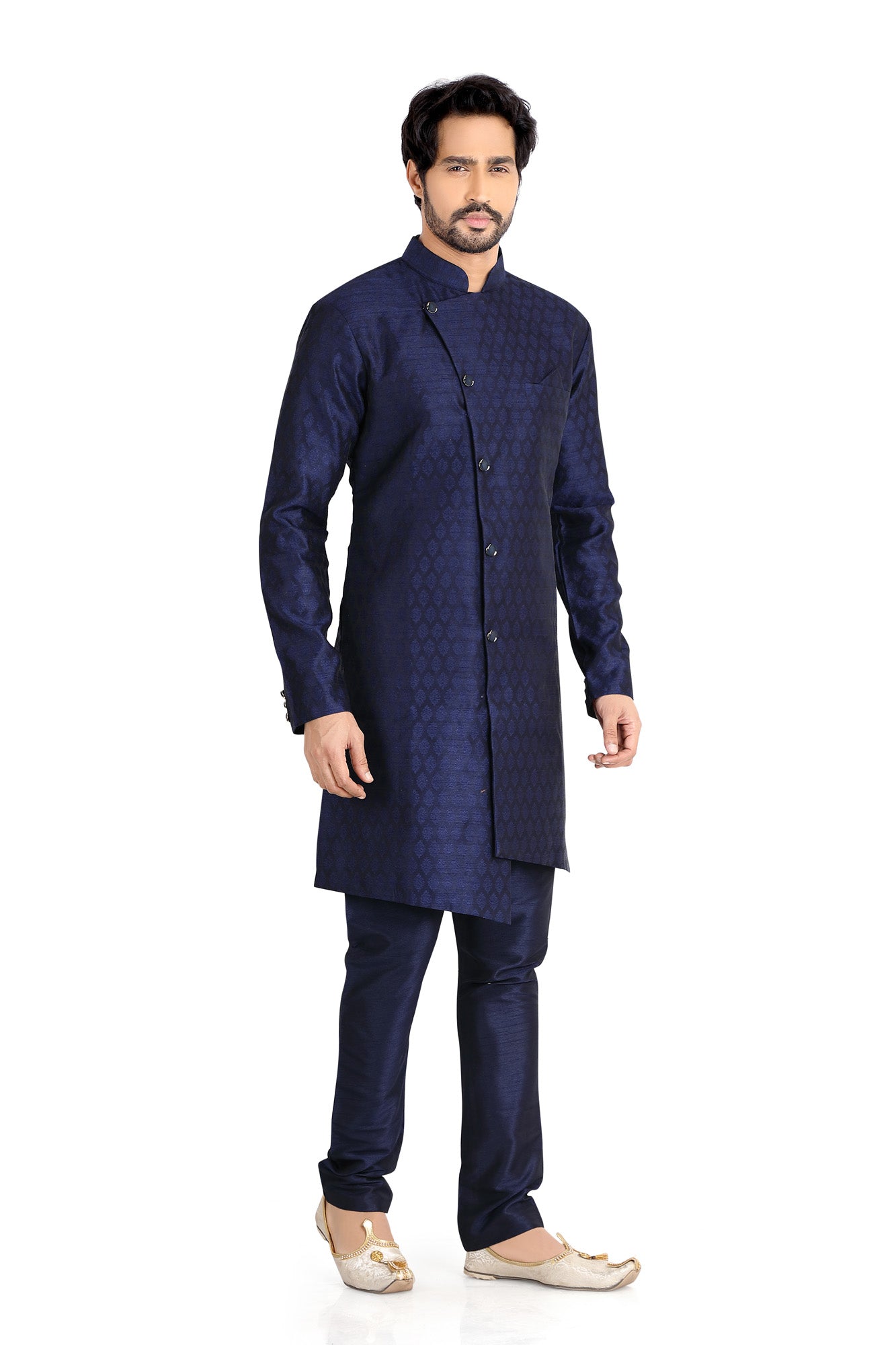 Introducing Designer Jamevaram Silk Kurta In Navy Blue: The Ultimate ...