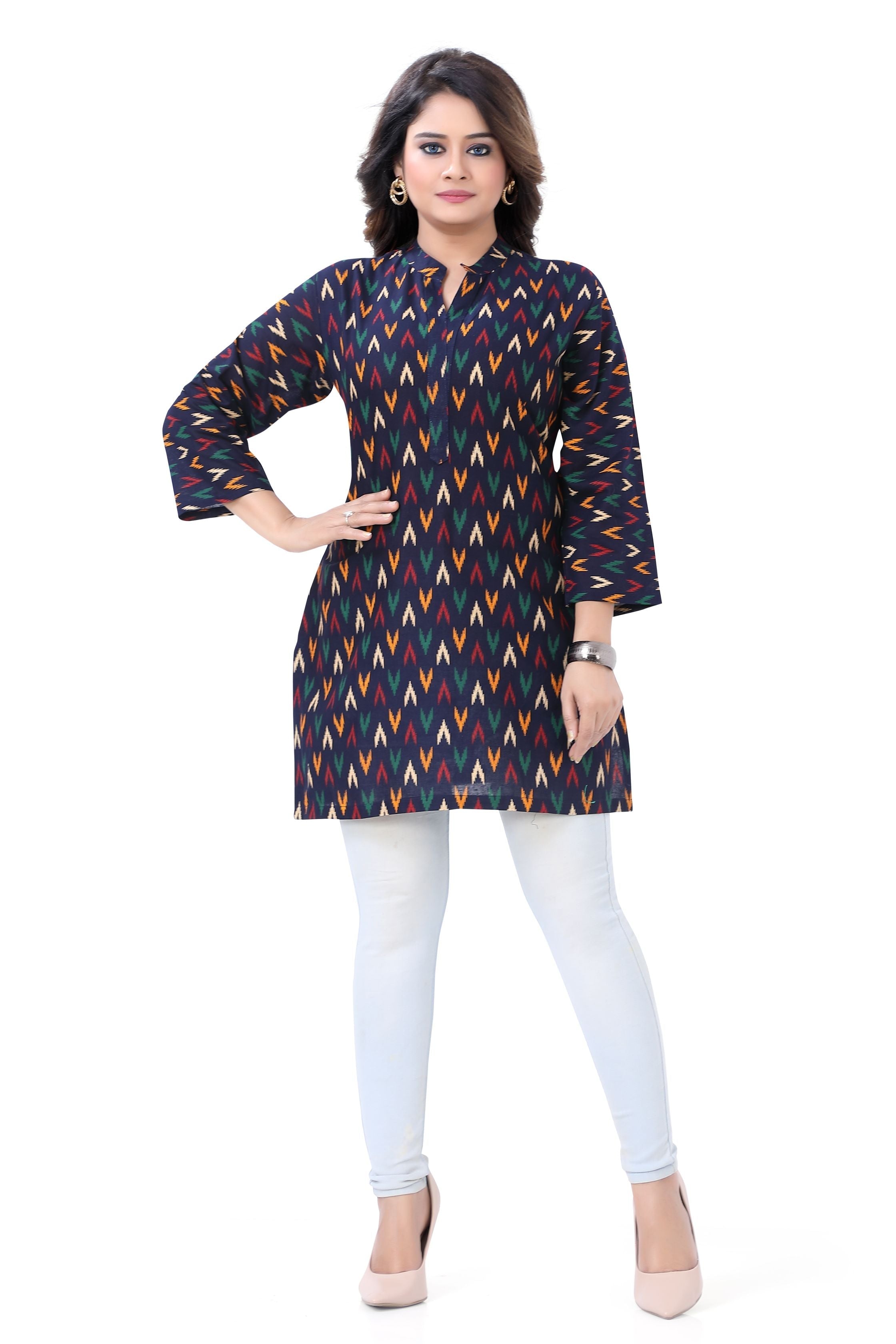 Ikkat Kurti-Navy blue - Premium Festive Wear from Dulhan Exclusives - Just $39! Shop now at Dulhan Exclusives