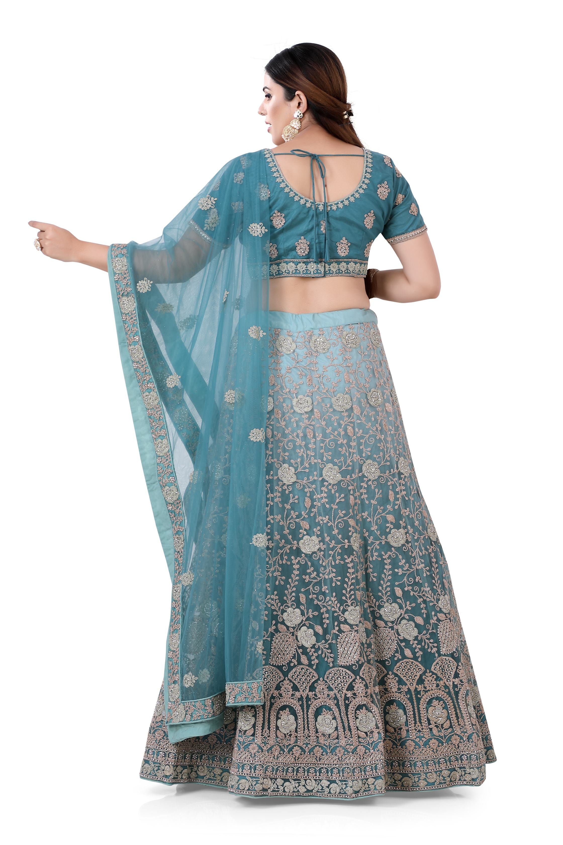 Firozi Blue Ombre Lehenga Choli