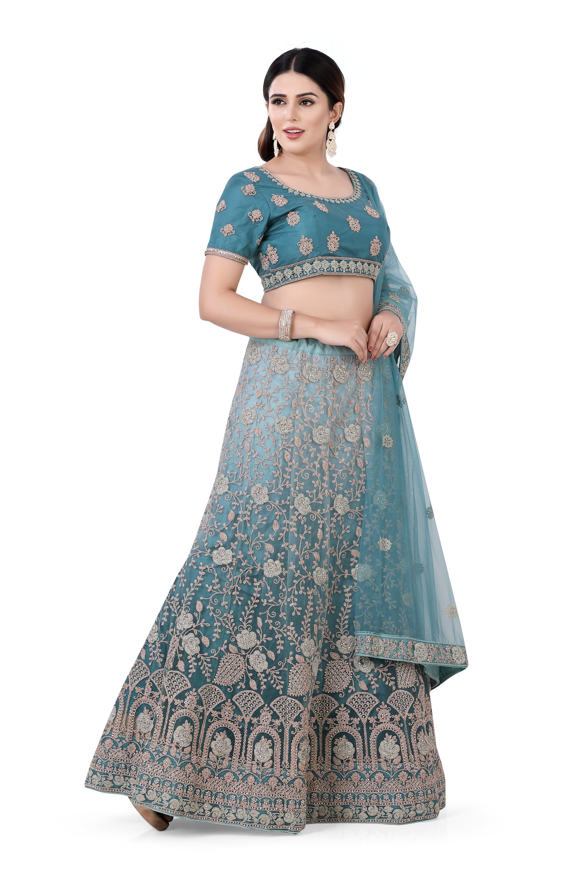 Firozi Blue Ombre Lehenga Choli