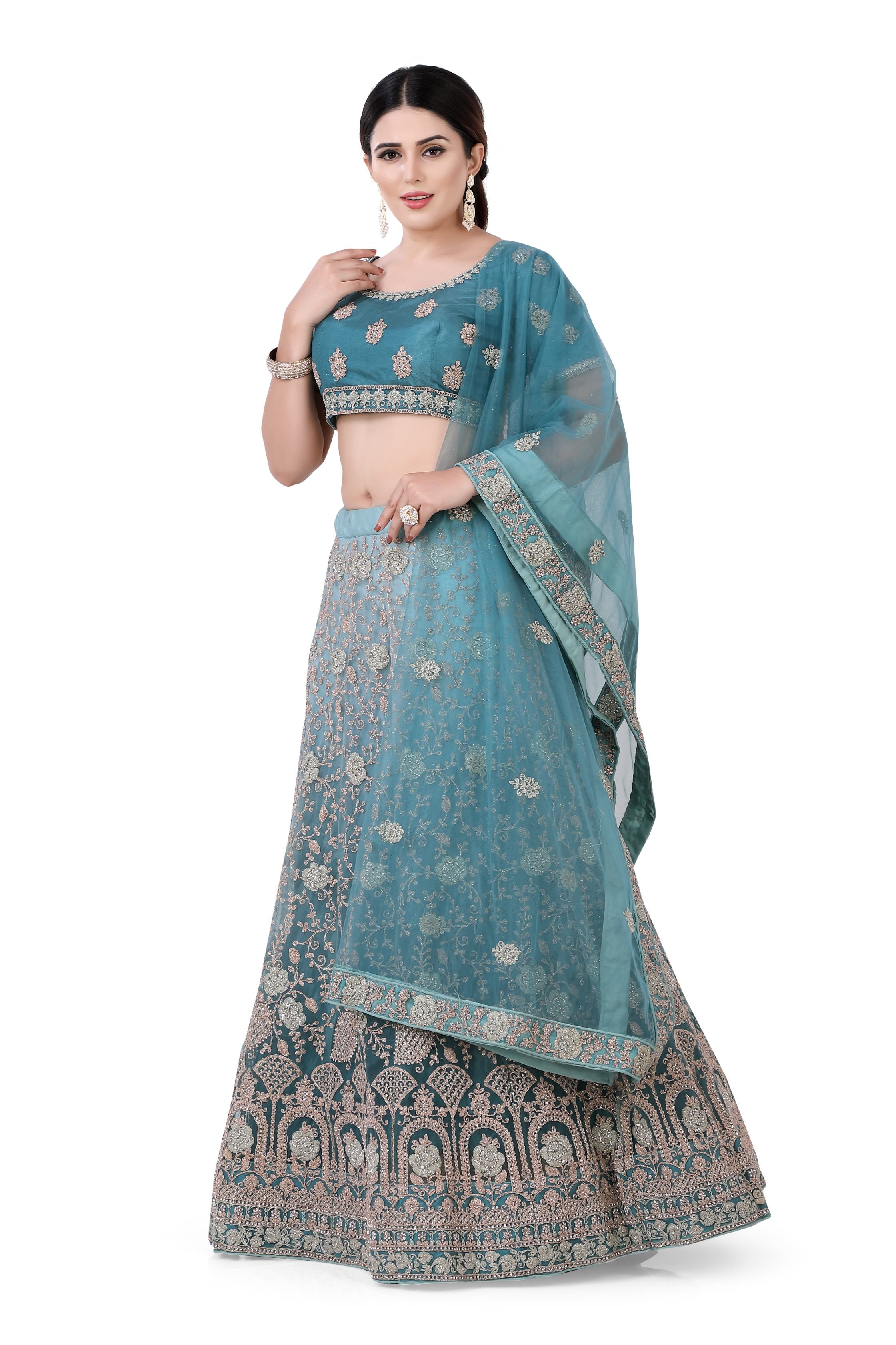 Firozi Blue Ombre Lehenga Choli