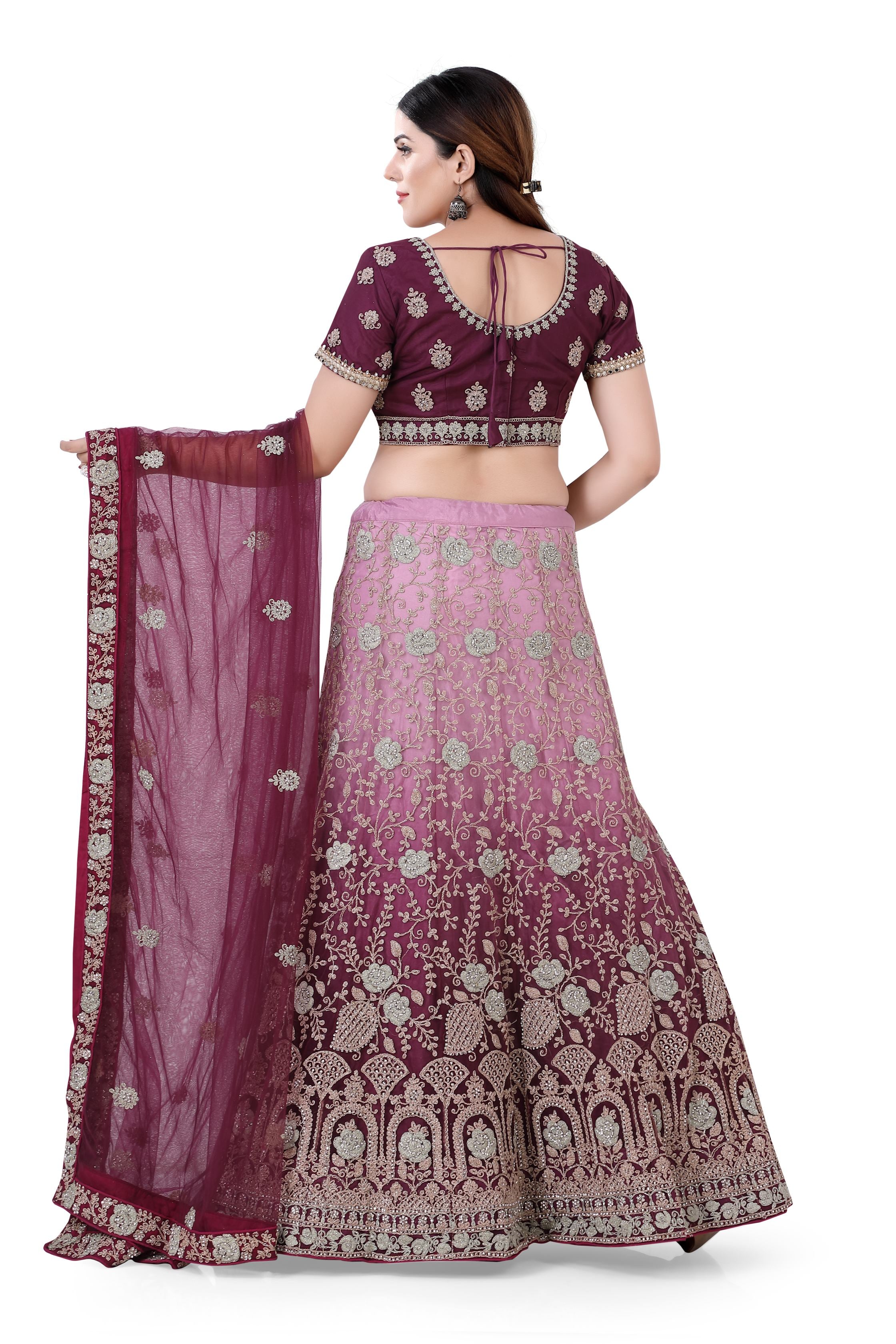 Wine Ombre Lehenga Choli