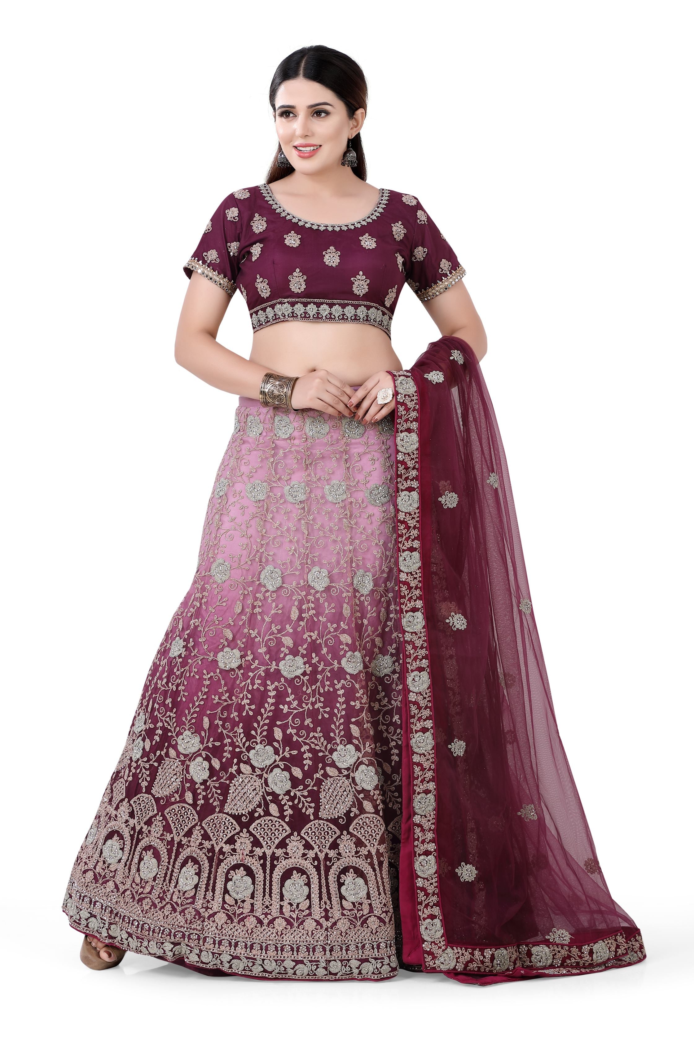 Wine Ombre Lehenga Choli