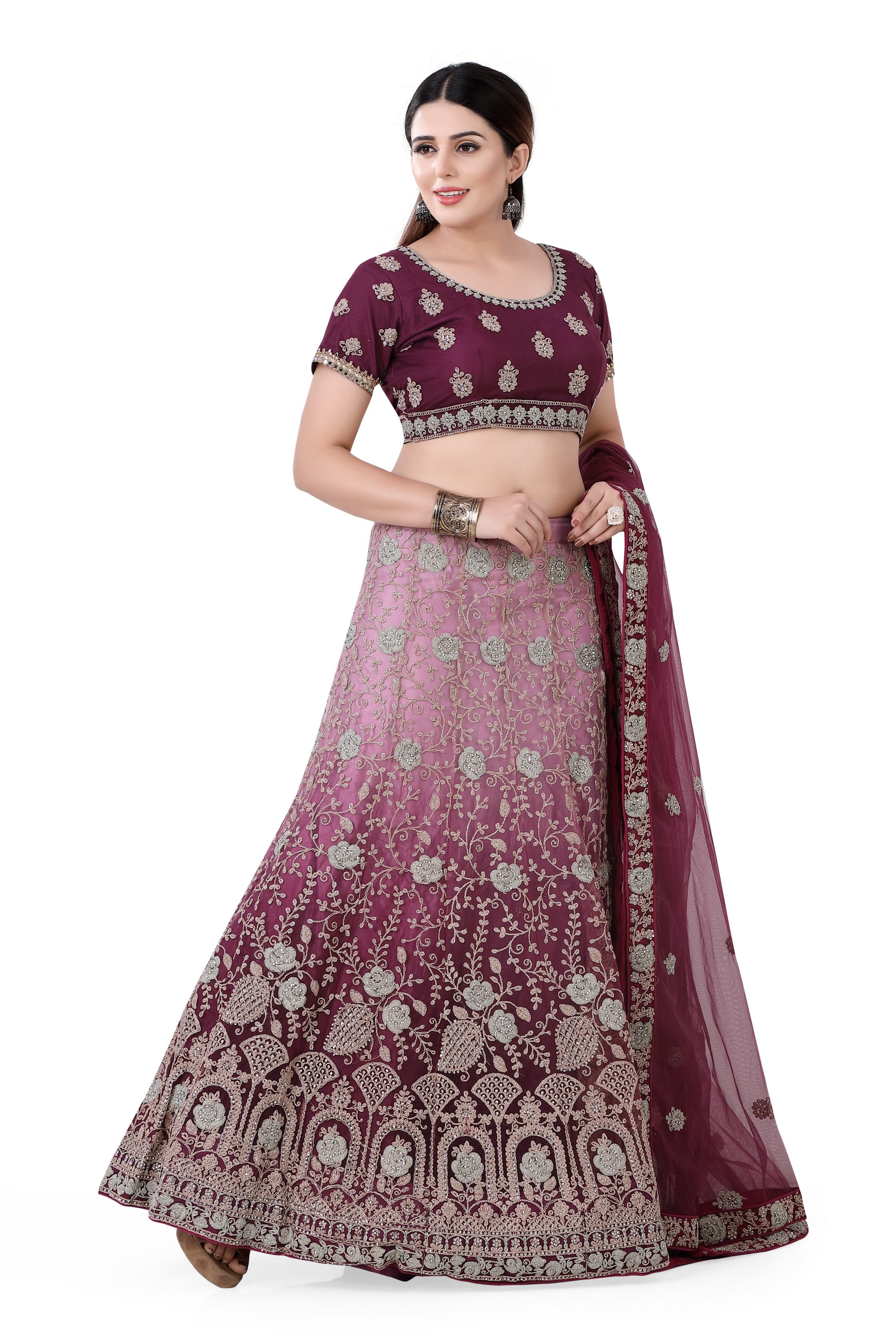 Wine Ombre Lehenga Choli