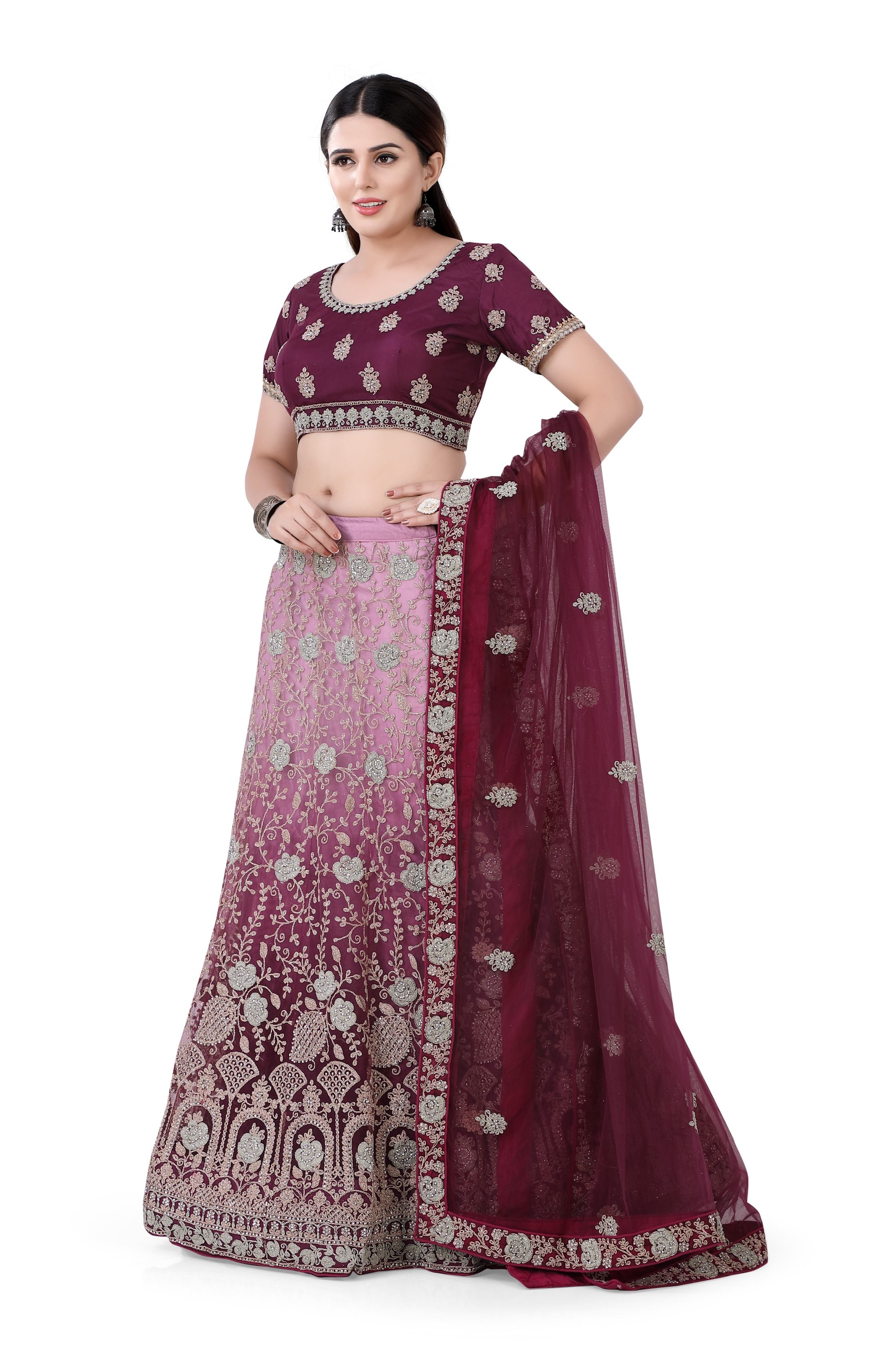 Wine Ombre Lehenga Choli