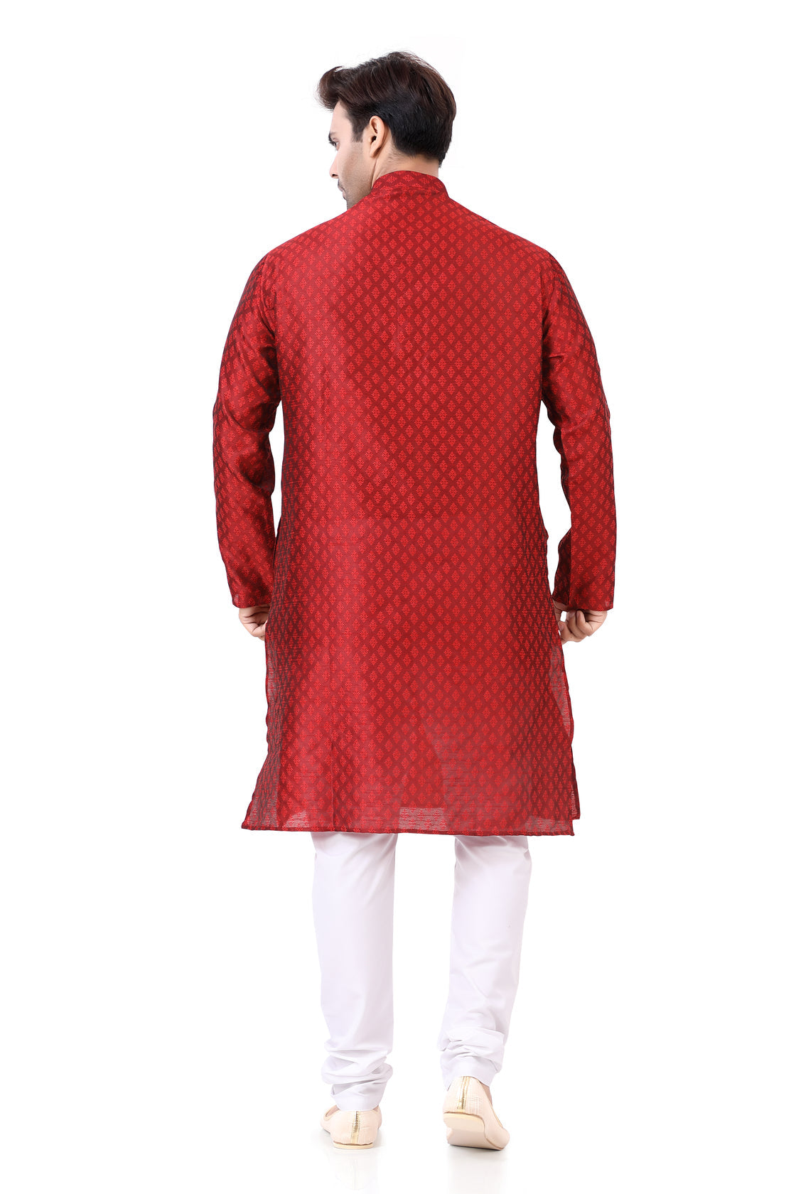 Plus size Self Jacquard Kurta pajama set in Red D no. MOH/SELF/8