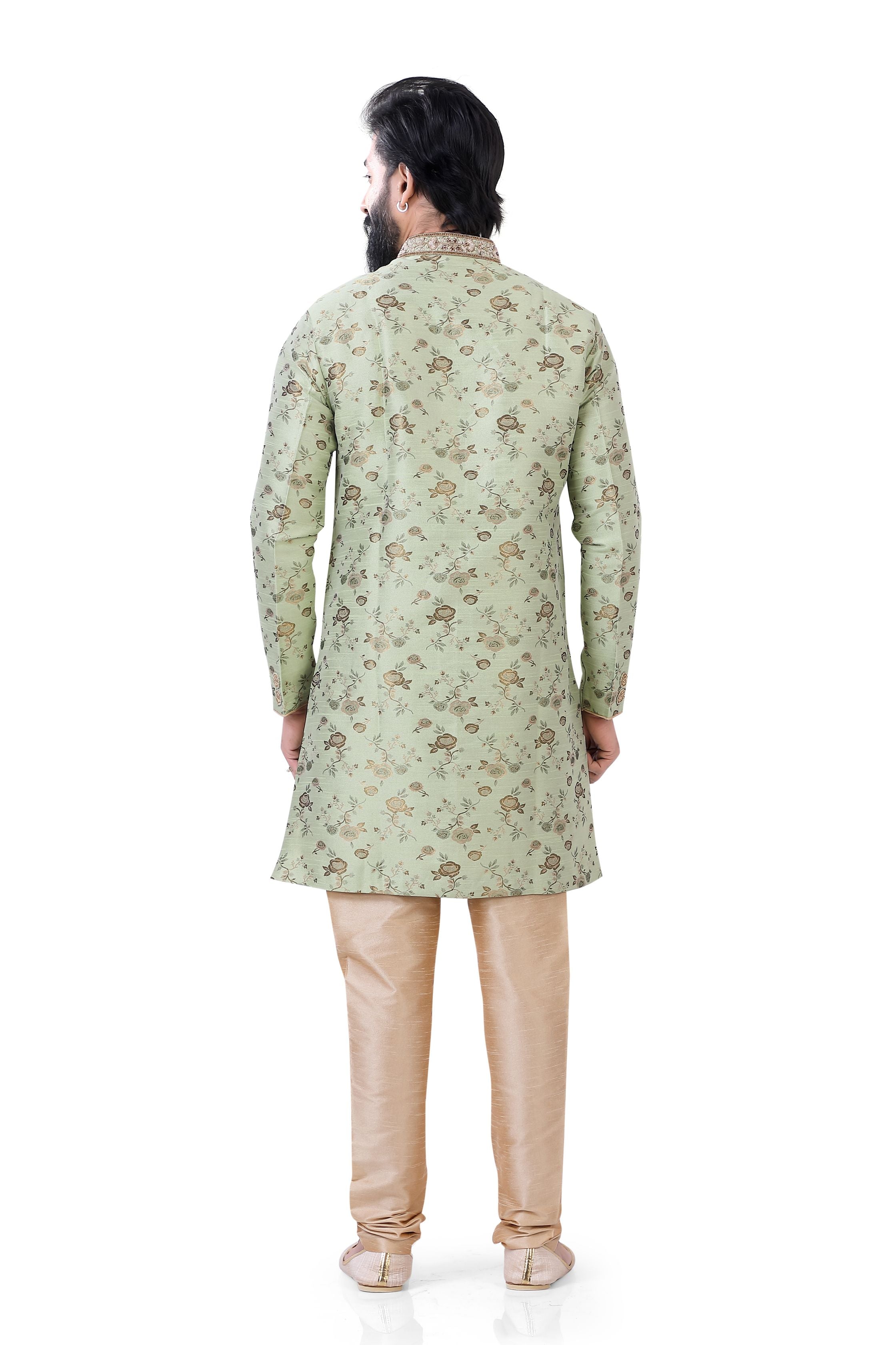Aangrakha style Indo western in Pista Green