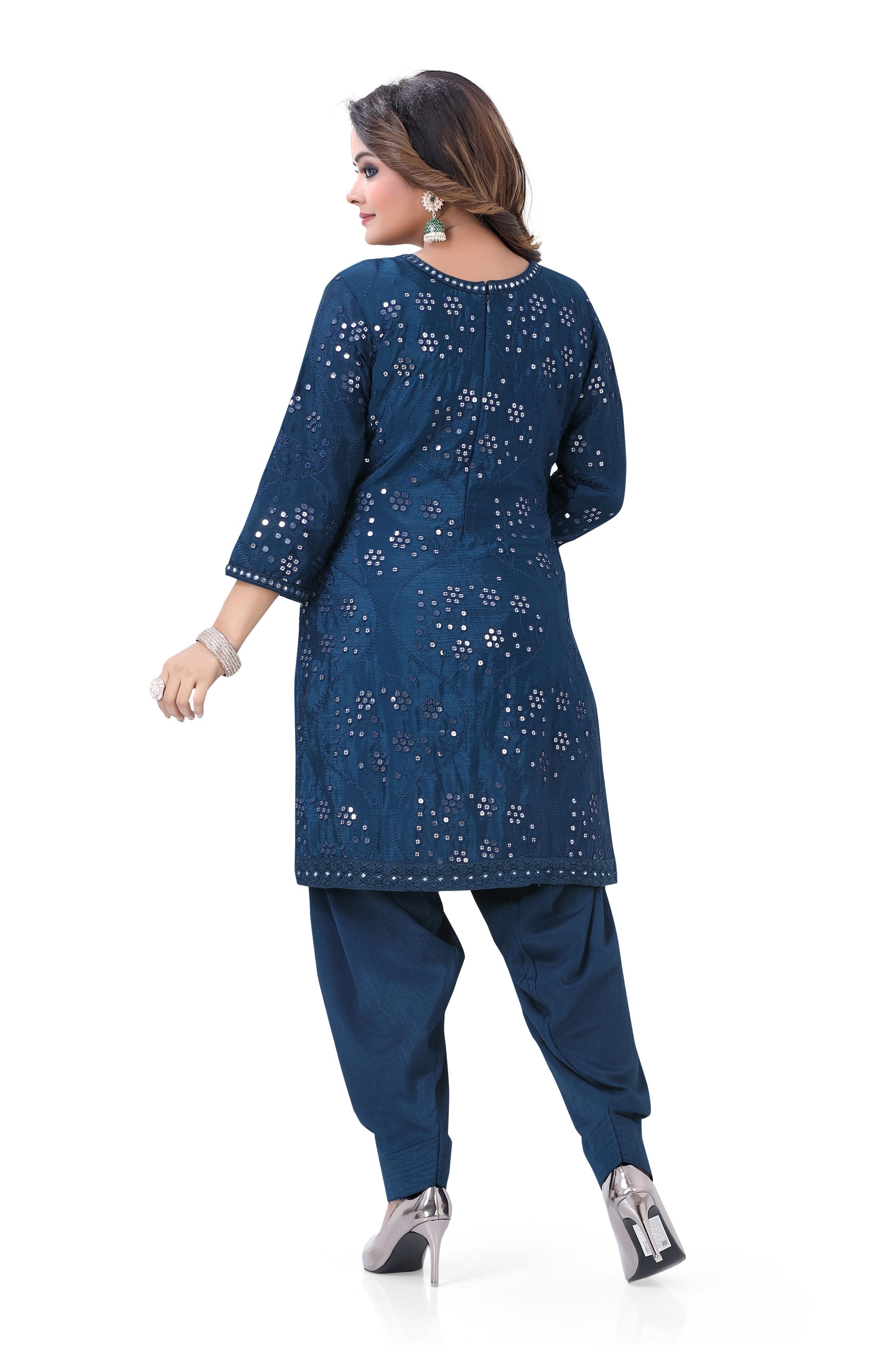 Patiyala Suit in Navy Blue - Premium Festive Wear from Dulhan Exclusives - Just $149! Shop now at Dulhan Exclusives