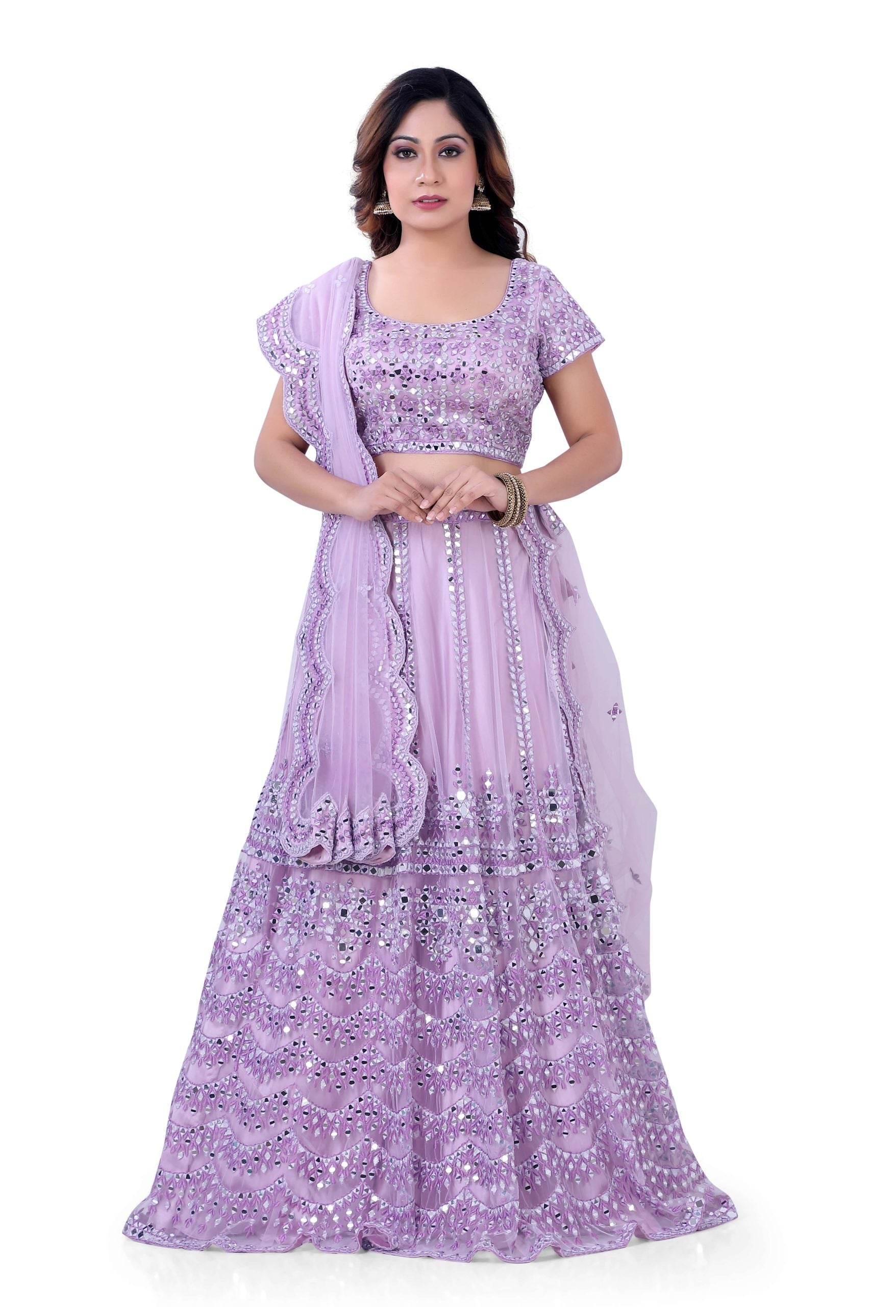Bridal Lehenga Choli in Purple Color with Heavy Mirror work