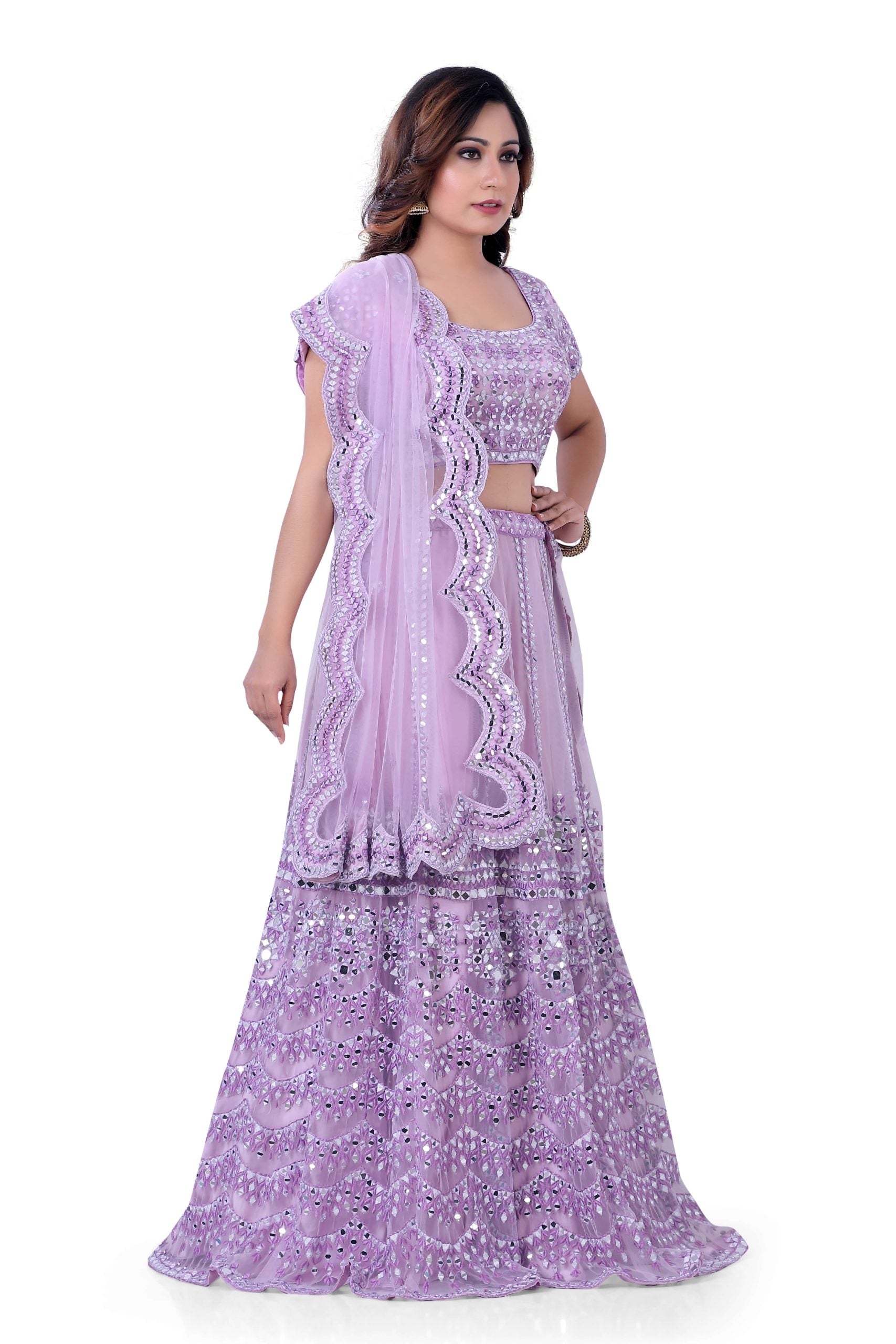 Bridal Lehenga Choli in Purple Color with Heavy Mirror work