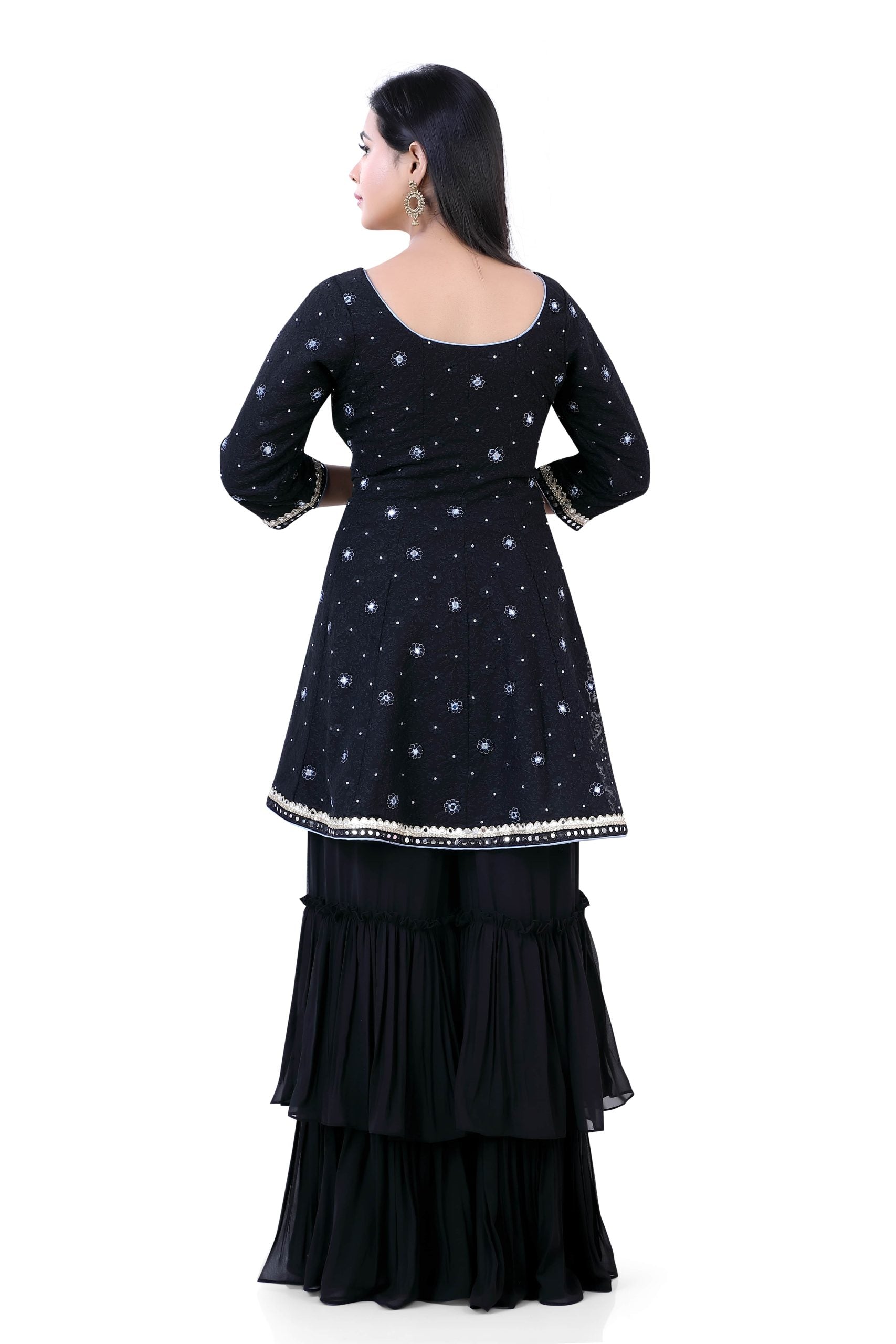 Black Georgette Sharara suit