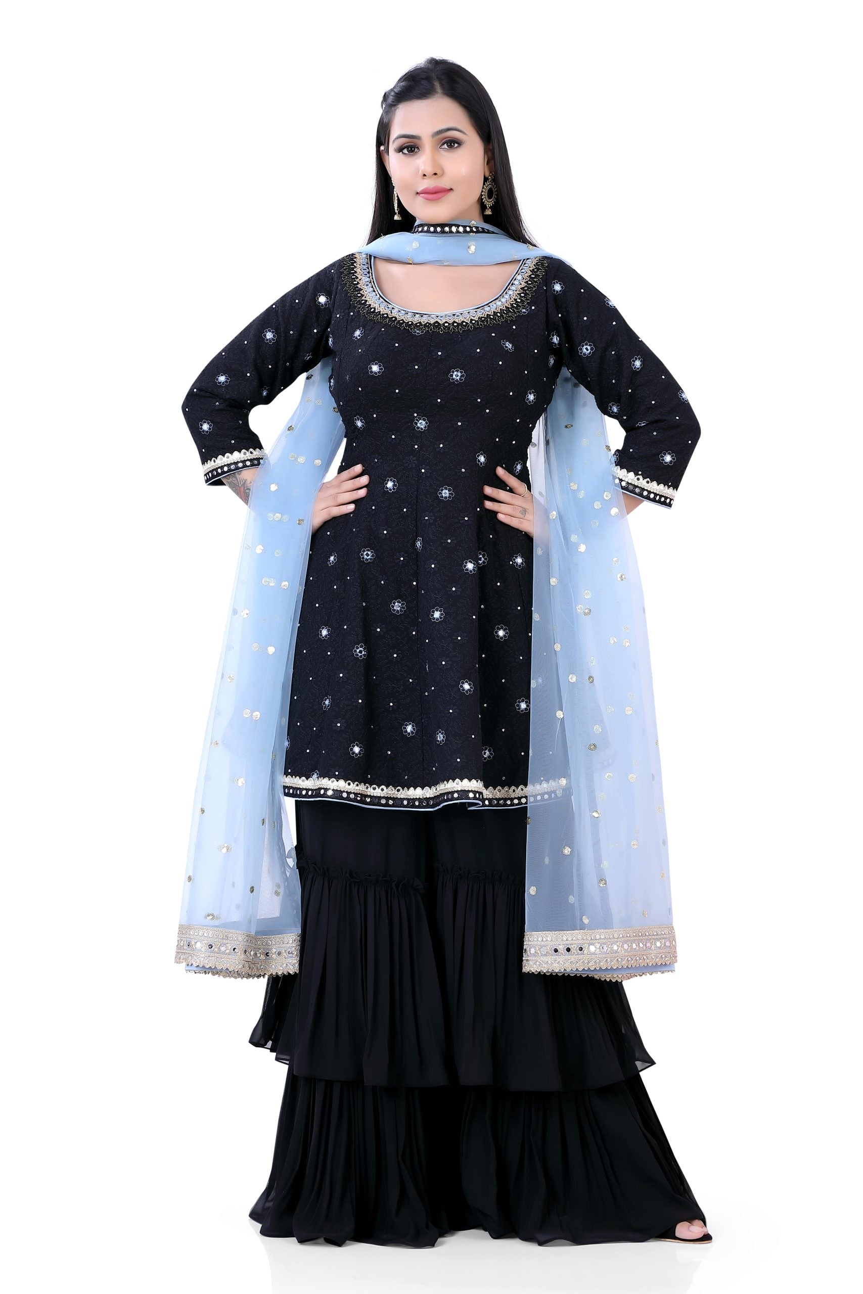 Black Georgette Sharara suit