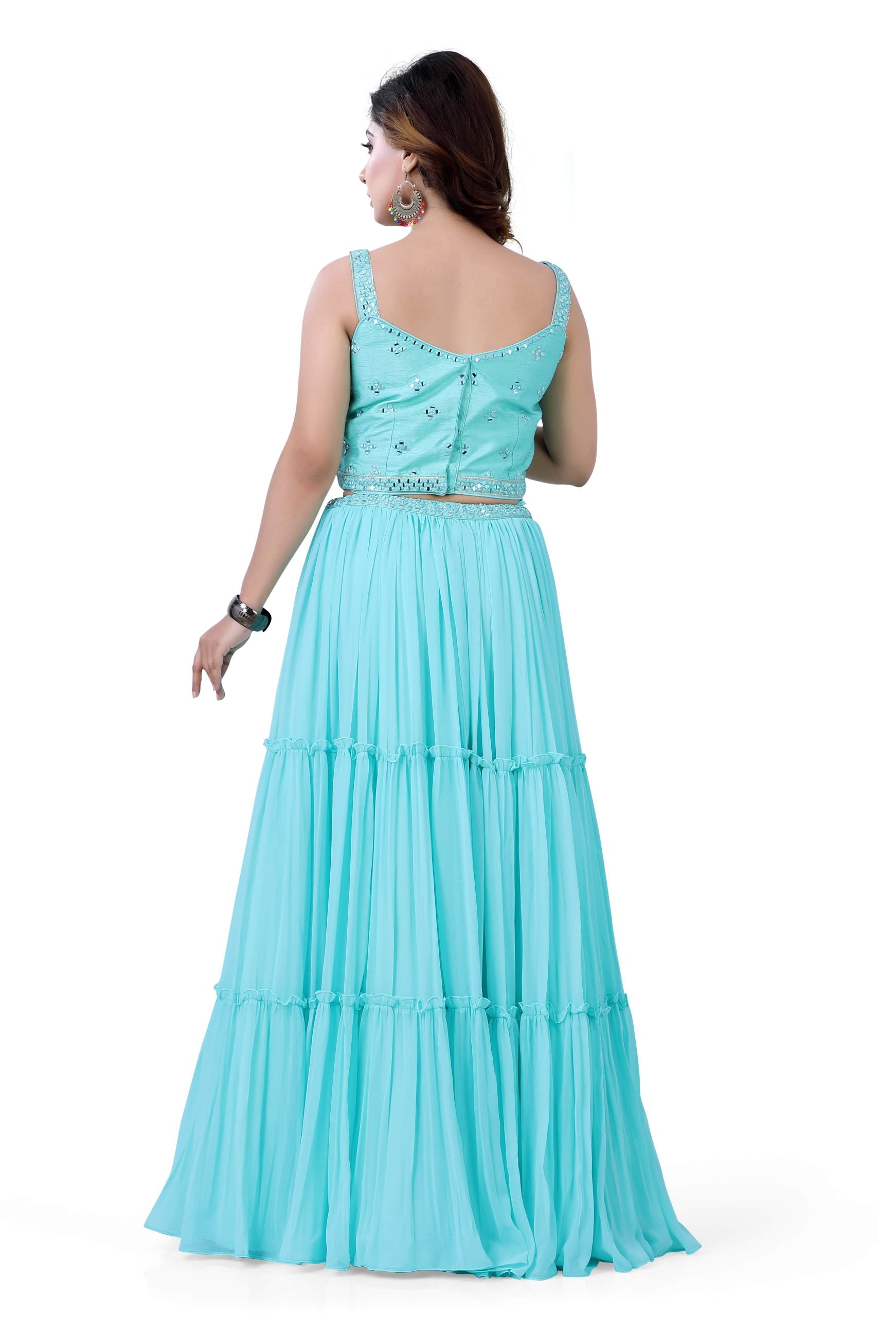 Gazing Party wear Lehenga Choli in Aqua Blue