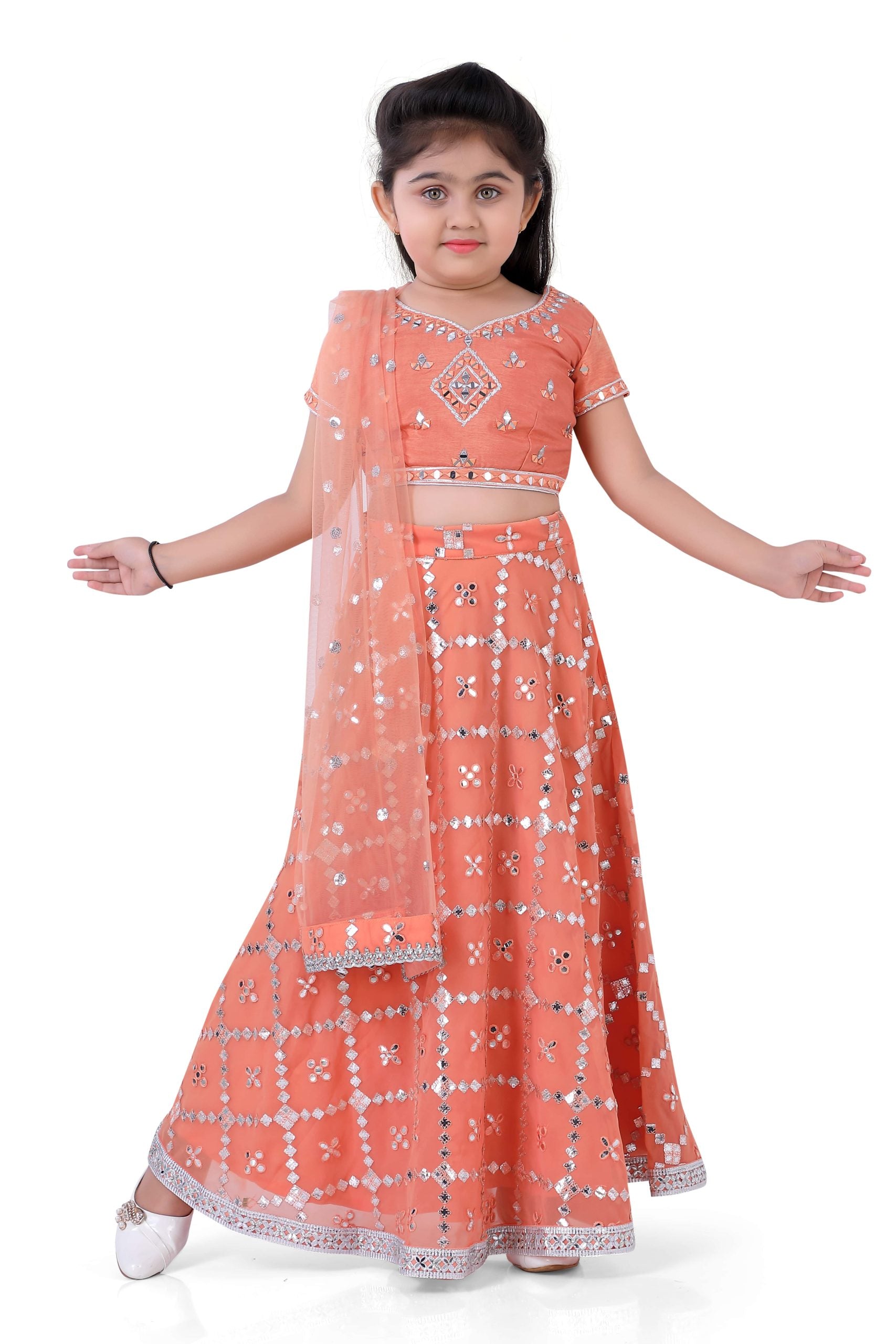 Faux Abhla Mirror Work Ghaghra  Choli for Girls - Premium ghaghra choli from Dulhan Exclusives - Just $129! Shop now at Dulhan Exclusives