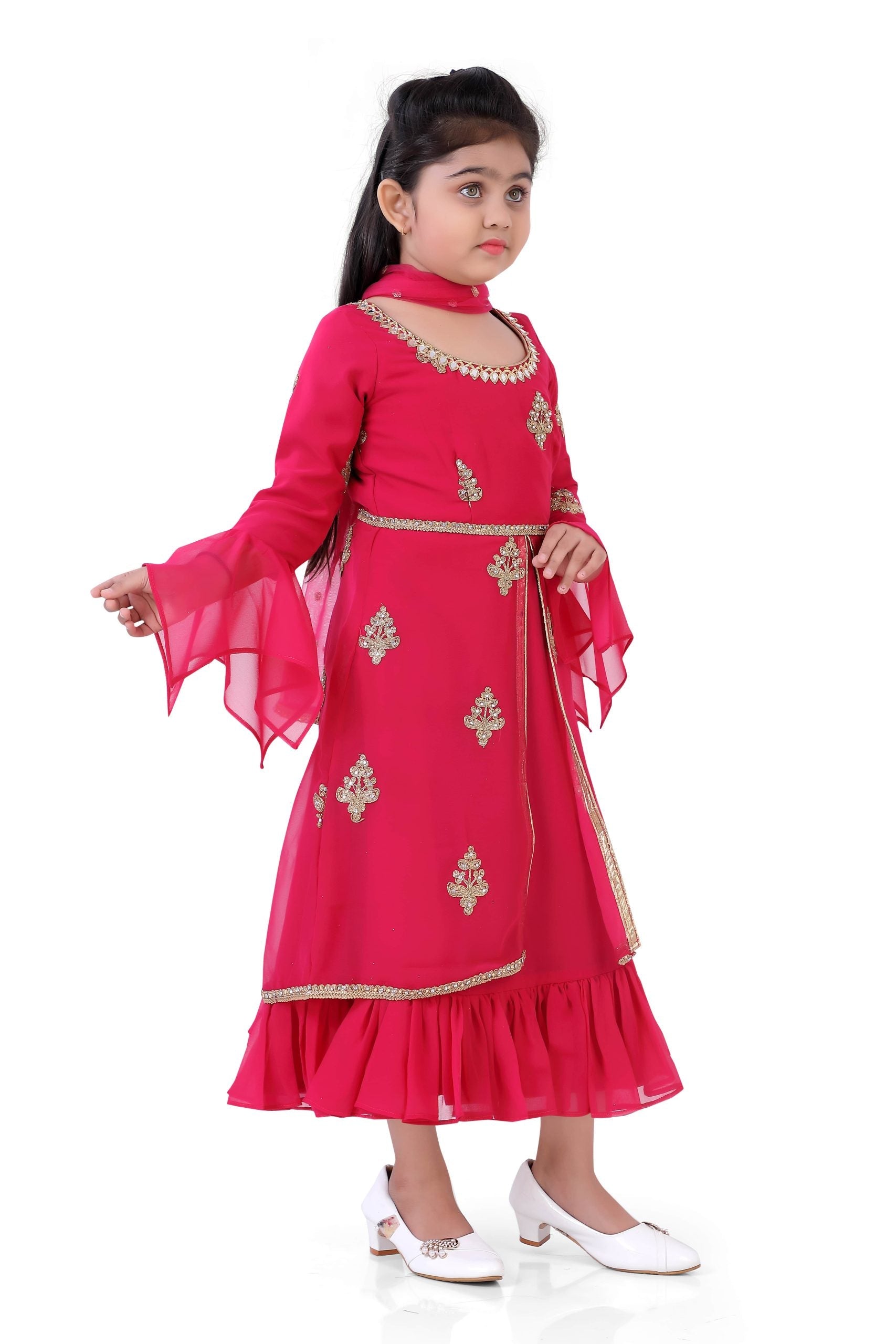 Kids Rani Pink Gown For Girls